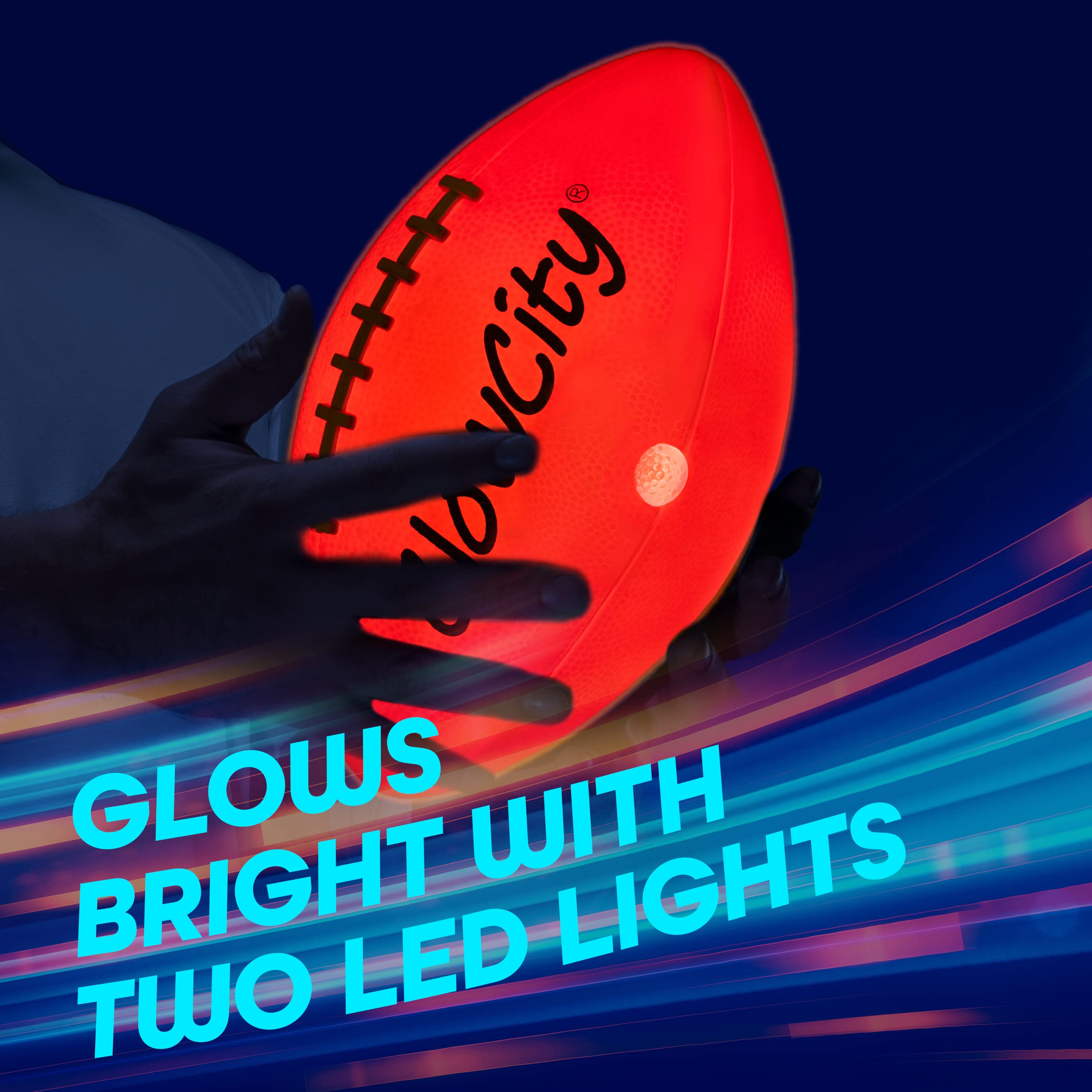 GlowCity Glow in The Dark Football - Light Up LED Ball - Perfect for Evening Play, Camping, and Beach Fun!