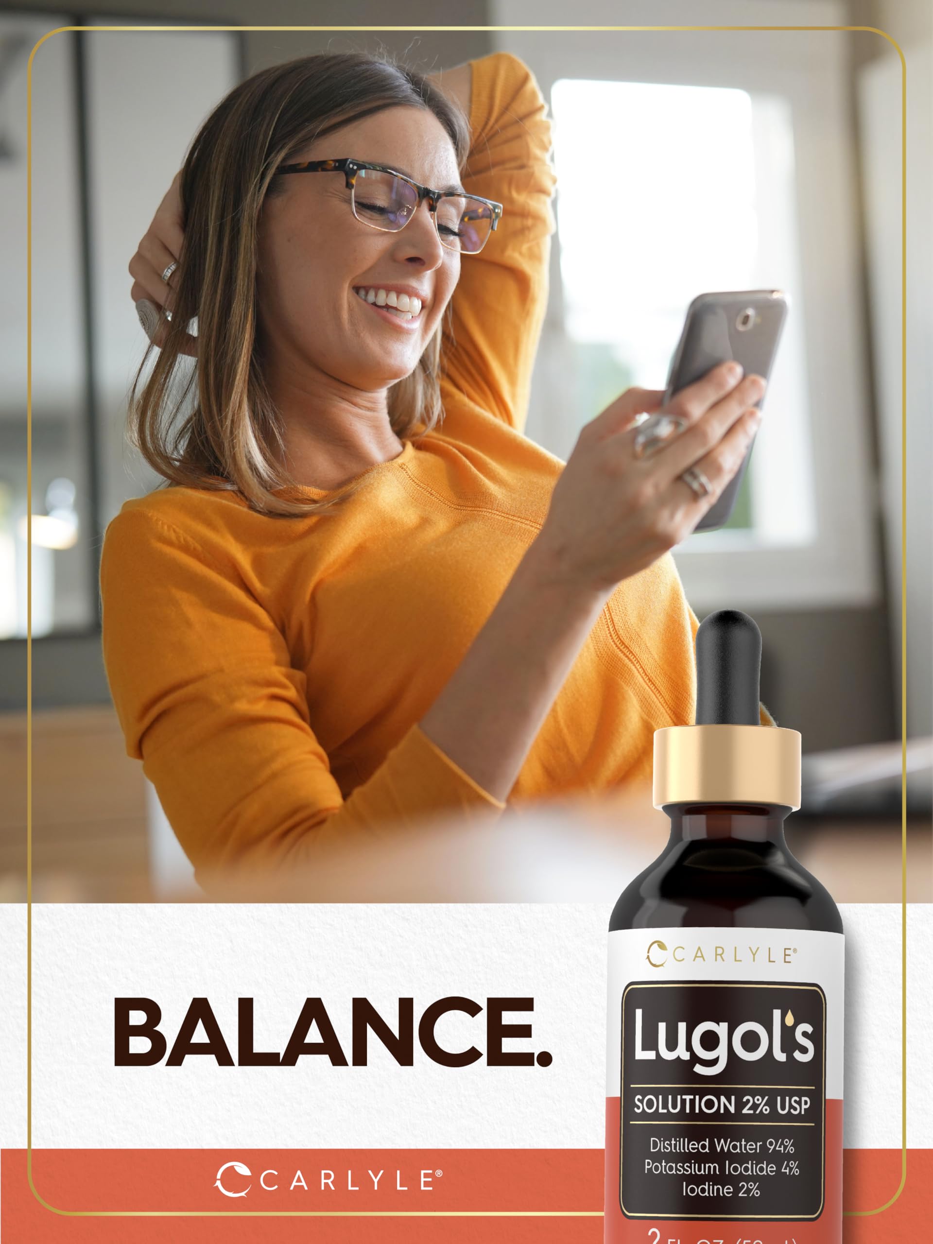 Carlyle Lugols Iodine 2 Percent 2 fl oz | Potassium Iodide and Iodine Solution 2% Liquid Drops