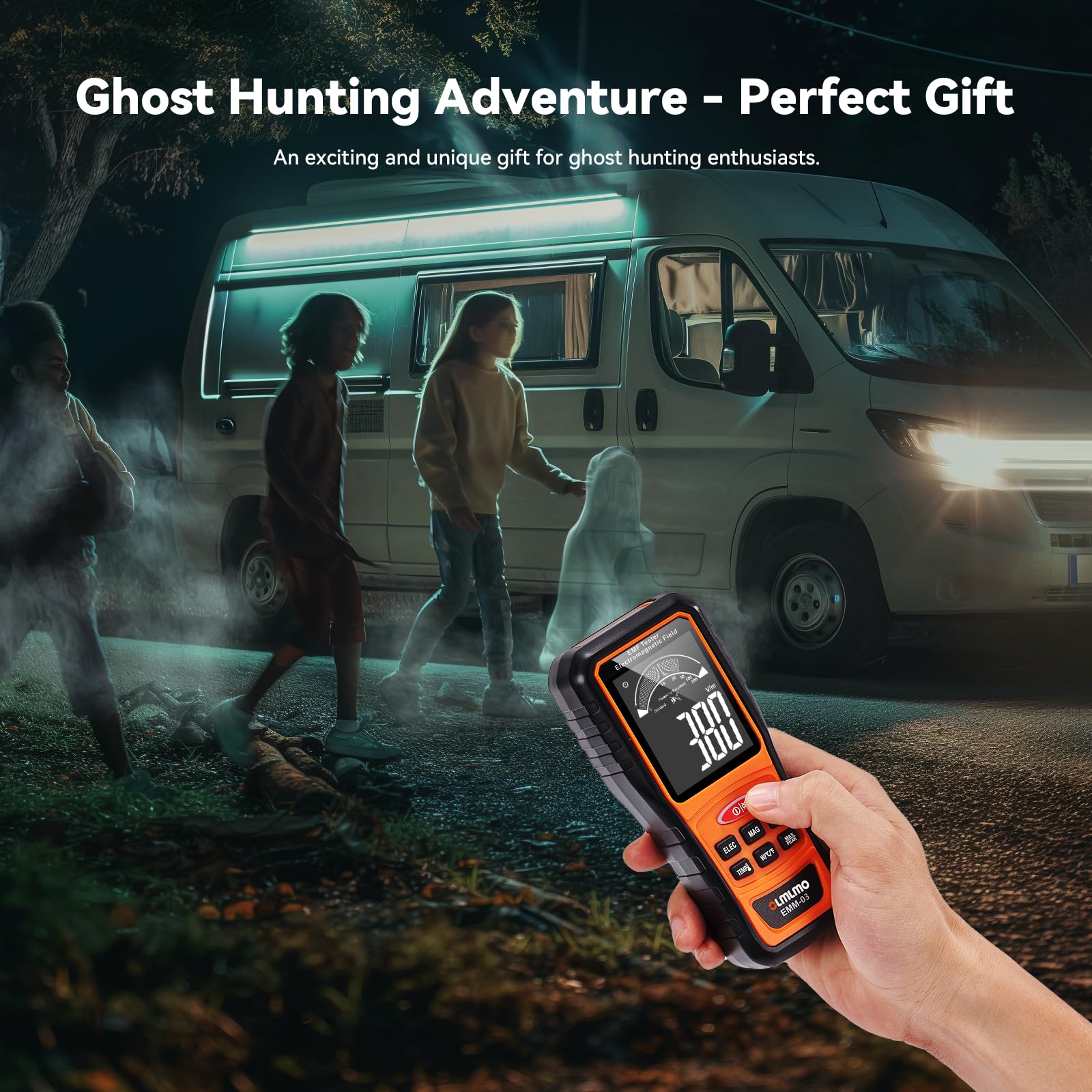 olmlmo 4 in 1 Emf Meter Emf Detector: Electric Field, Radio Frequency Field Temperature,Magnetic Field Strength Meter, Rechargeable Radiation Detector for 5g Cell Tower,WiFi Signal and Ghost Hunting