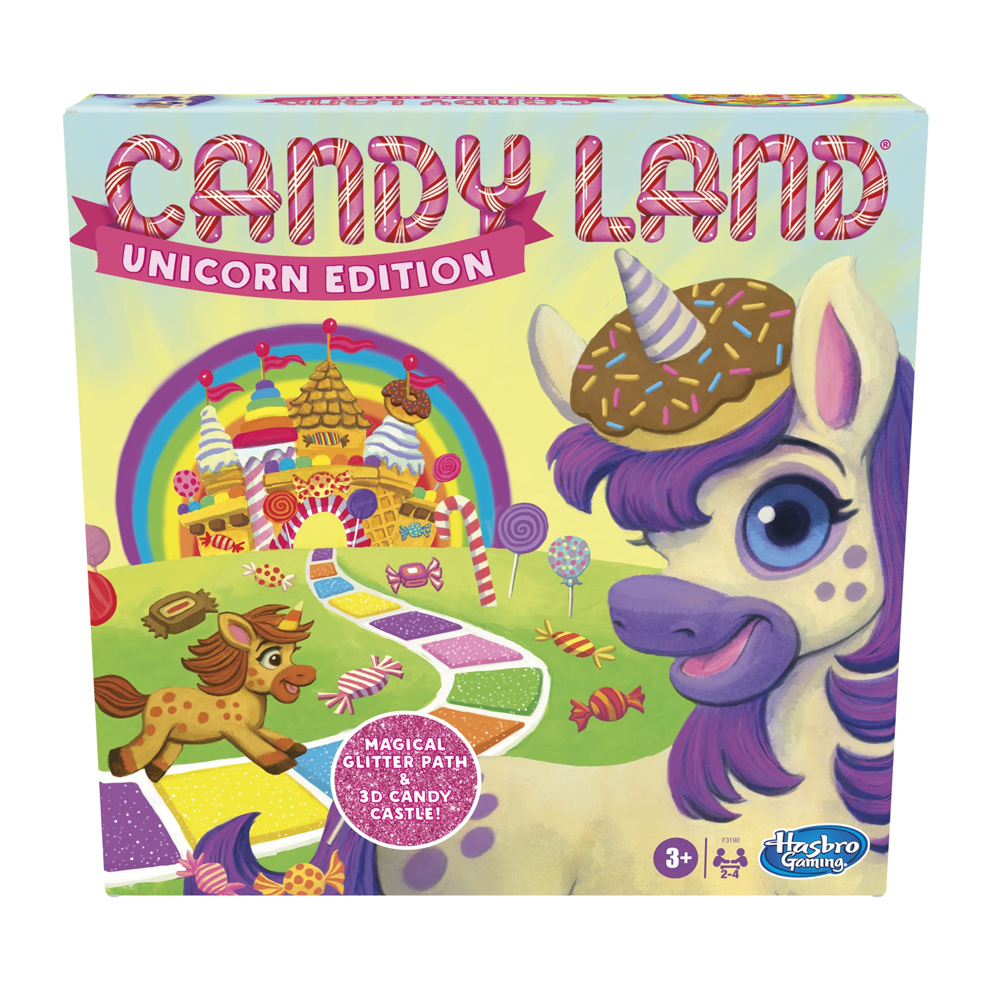 Hasbro Gaming Candy Land Unicorn Edition Preschool Board Game | Unicorn Games for Girls & Boys | 2-4 Players | Ages 3+ (Amazon Exclusive)