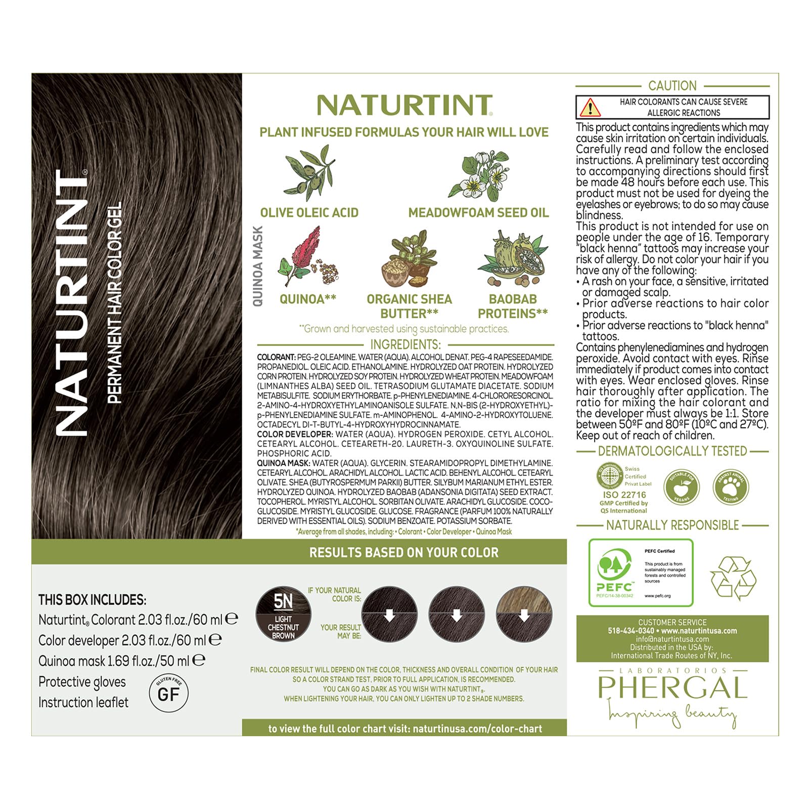 Naturtint Permanent Hair Color 5N Light Chestnut Brown (Pack of 1), Ammonia Free, Vegan, Cruelty Free, up to 100% Gray Coverage, Long Lasting Results