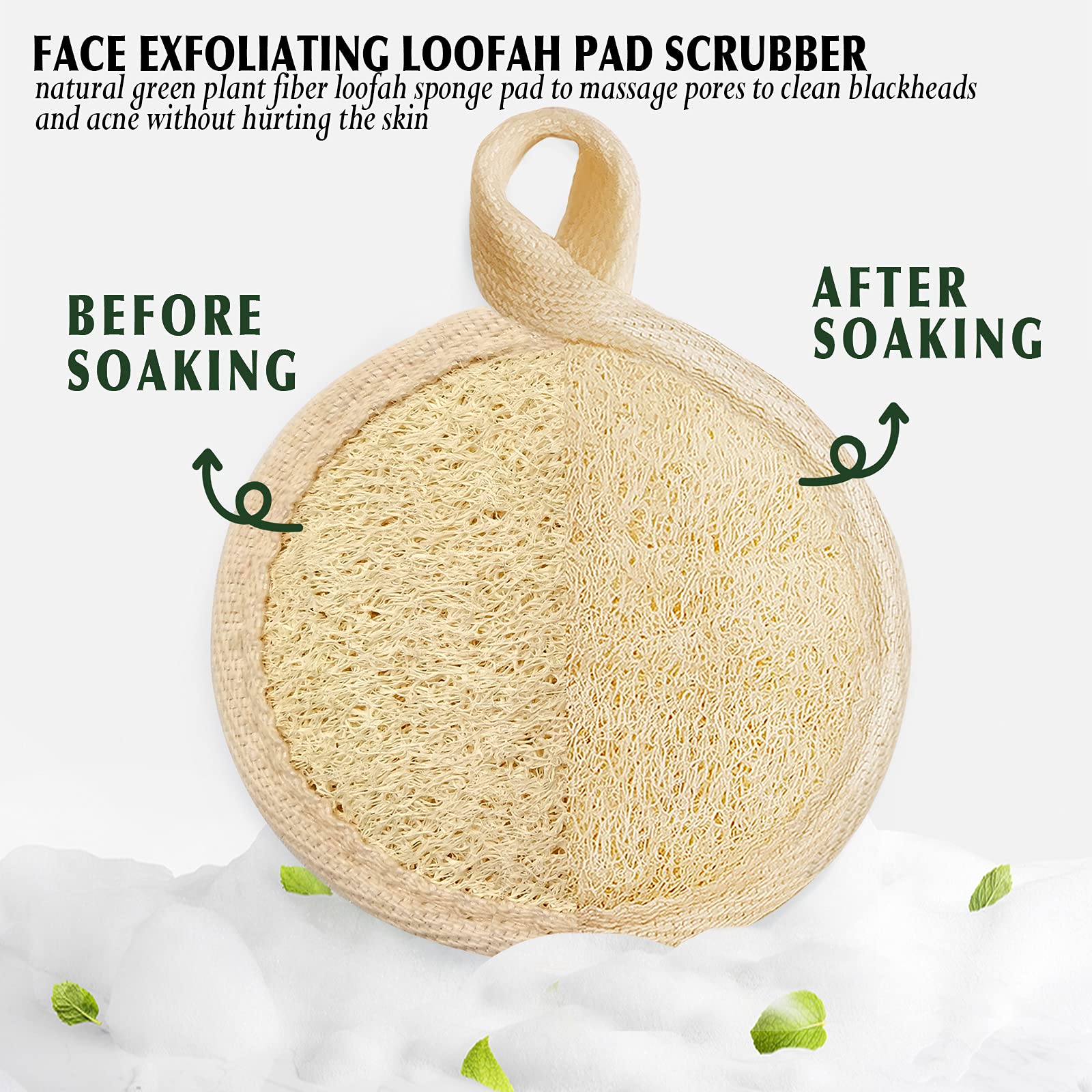 Face Exfoliating Loofah Pad Scrubber, Manual Facial Cleansing and Makeup Remover Brush 4 Pieces, Natural Loofa Sponge Pads Massage Pores and Clean Blackheads Without Hurting The Skin