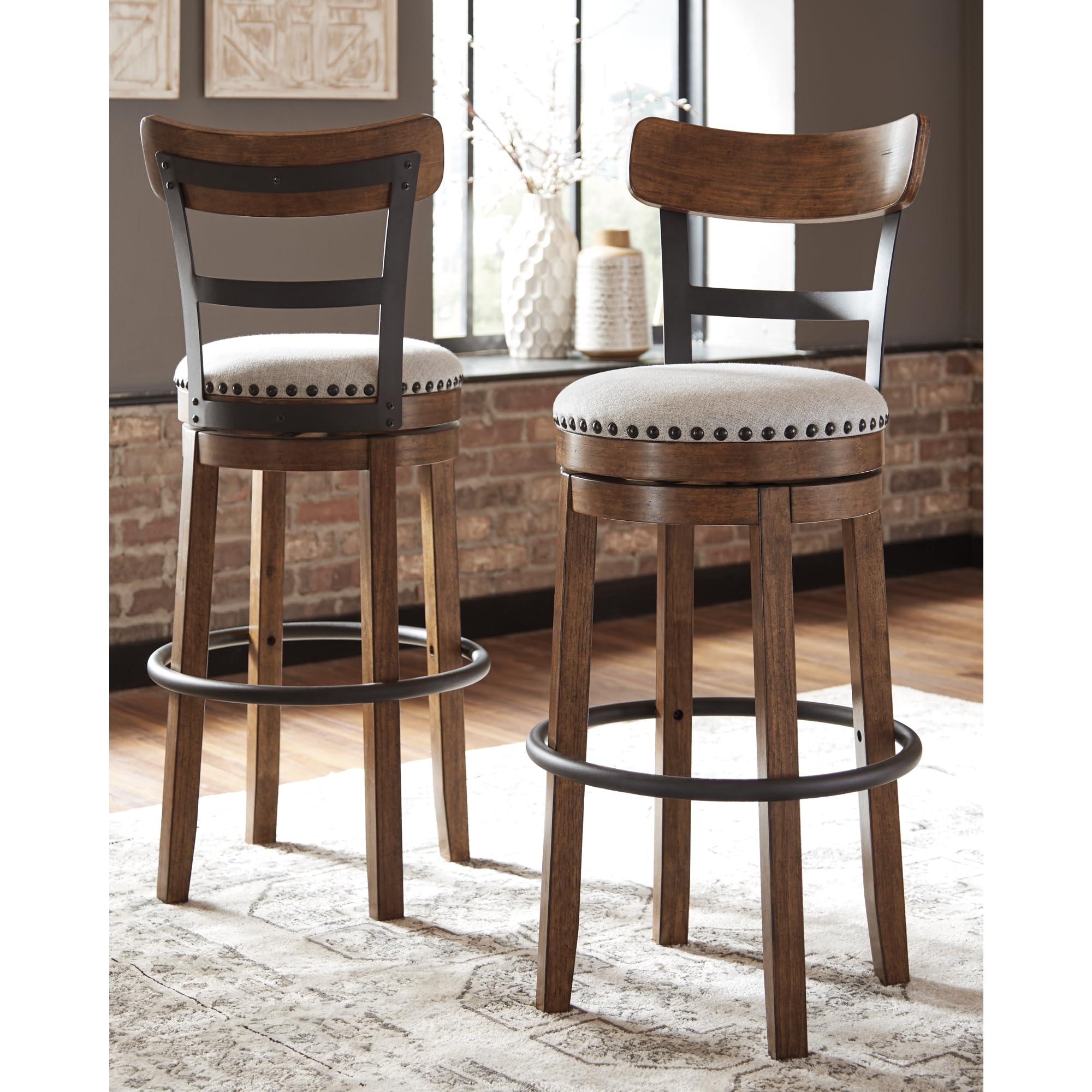 Signature Design by Ashley Valebeck 30" Farmhouse Pub Height Barstool, Brown