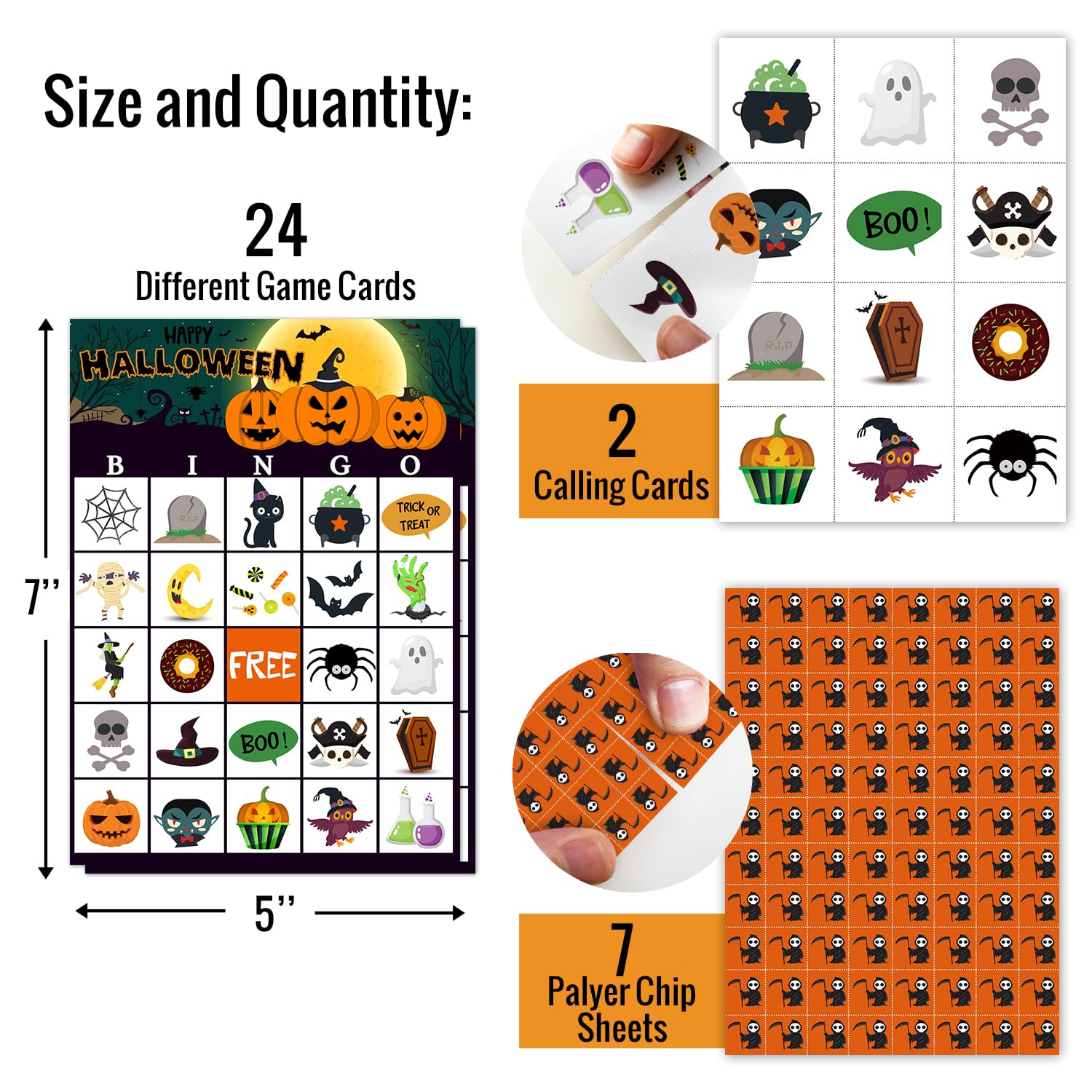 Halloween Bingo Party Games with 24 Players, Halloween Party Games for Girls Boys School Classroom Party Supplies, Classroom Activities, Party Favor Gifts for Young Adults Family Activities - JY907