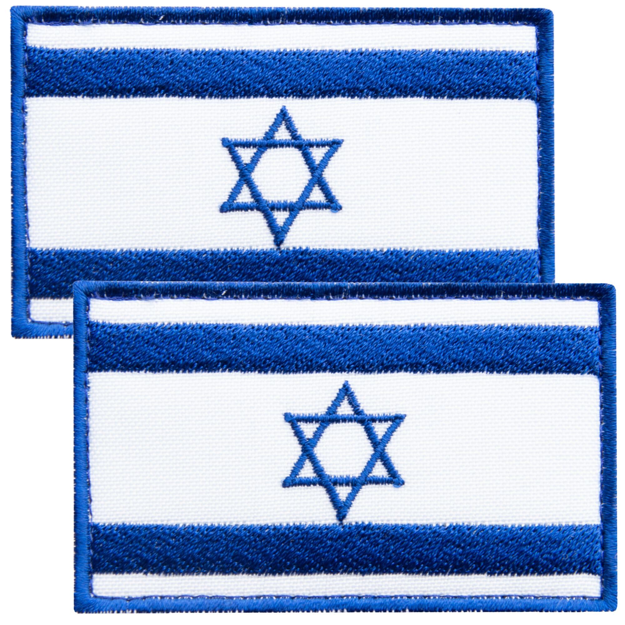 Bluyellow 2Pcs Israel Flag Patch, Embroidered Israeli Flag Patches, Military Morale Tactical Patches for Backpacks, Tactical Vest, Military Helmet, Dog Vest, Israel Patch with Hook and Loop Fastener