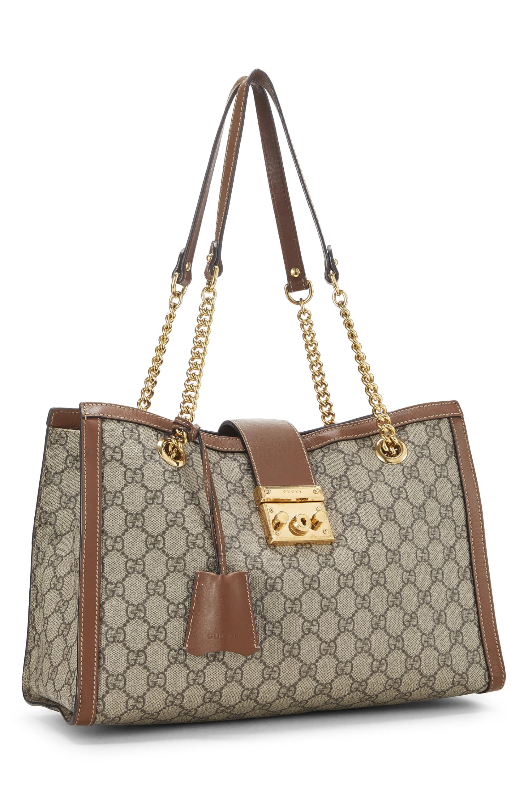 Gucci, Pre-Loved Brown GG Supreme Canvas Padlock Tote Medium, Brown