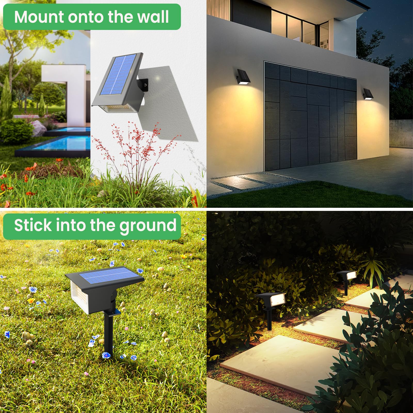 LOTMOS 12 Pack Solar Spot Lights Outdoor, [ 4 Modes/75 LED ] 2-in-1 Solar Landscape Lights, Auto On/Off Solar Spotlights Outdoor Waterproof Warm White Solar Powered for Driveway Yard Wall Garden Patio