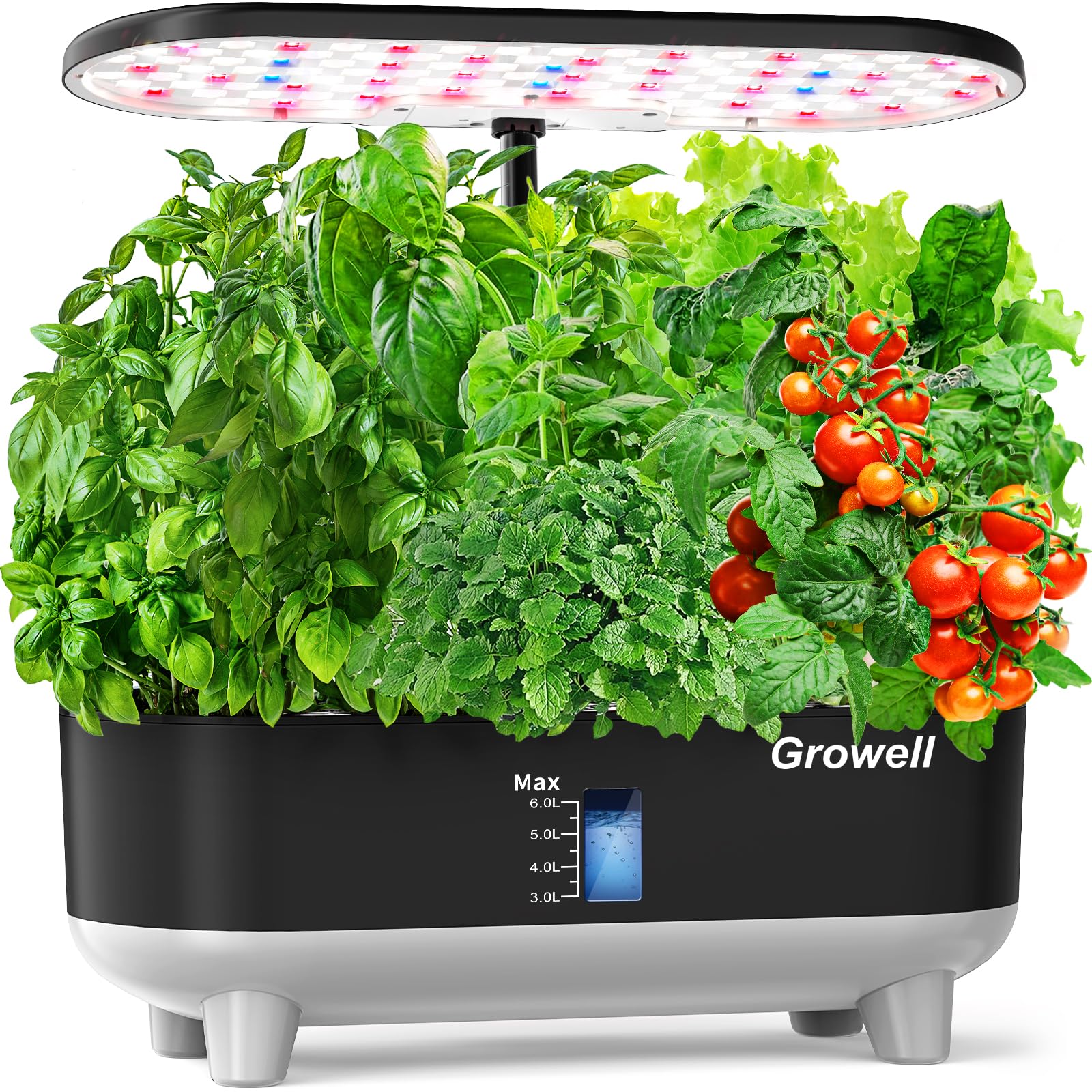 Growell Hydroponics Growing System Kit, 16 Pods Indoor Garden with 28W Full Spectrum LED Grow Light, Auto Timer, 3 Smart Light Modes, 8L Large Herb Garden, Ideal Gardening Gift for Women, Men (Black)