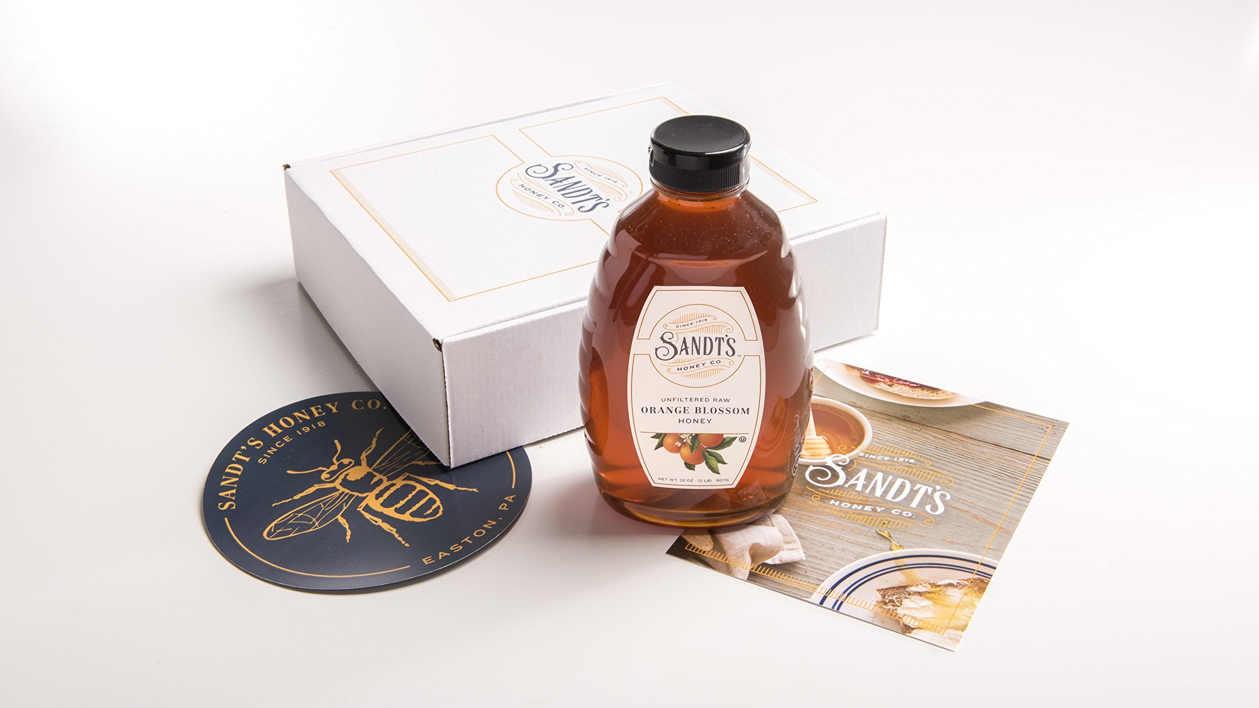 Sandt's Orange Blossom Honey, Unfiltered Raw Honey, Non-GMO Genuine, Pure Honey (2 lbs)