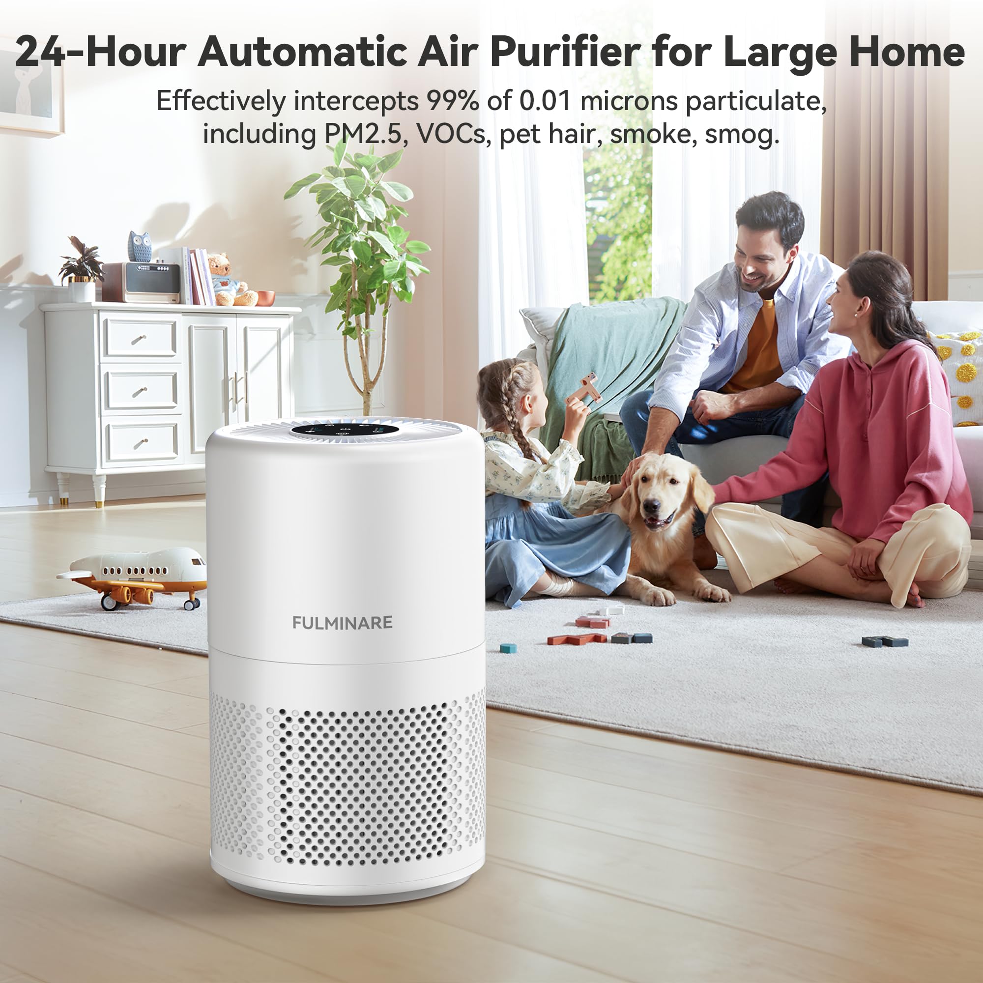 FULMINARE Air Purifiers for Home Large Room, 1095 Ft² Coverage, H14 True HEPA Air Purifier for Bedroom, Pets, Smokers, PM2.5, VOCs... 14 Air Cleaner with Auto Variable Frequency, Sleep Mode, Timer