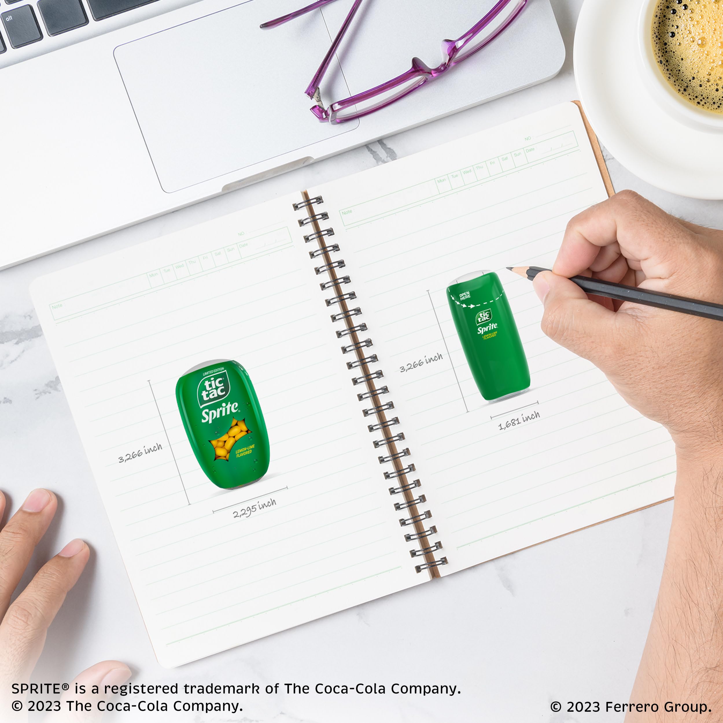 Tic Tac, Sprite Lemon-Lime-Flavored, On-The-Go Refreshment, 3.4 oz Each, Bulk 8 Pack