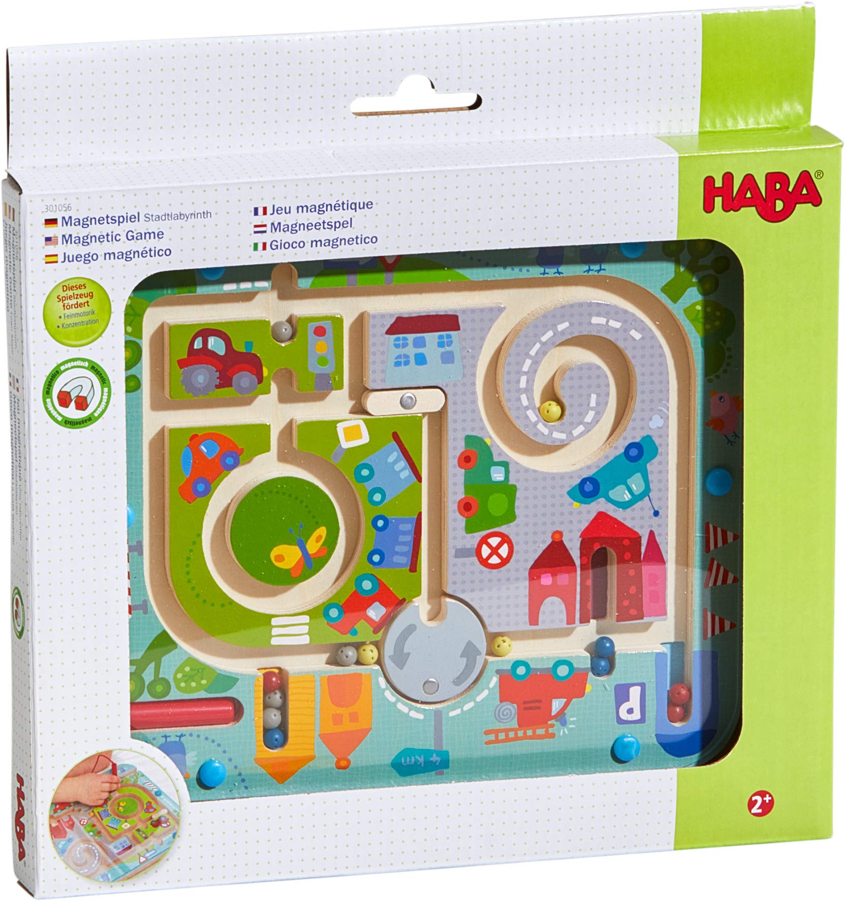 HABA Busy Board for Toddlers 2-4: Town Magnetic Maze Puzzle Game - Toddler Travel Toys for Preschoolers