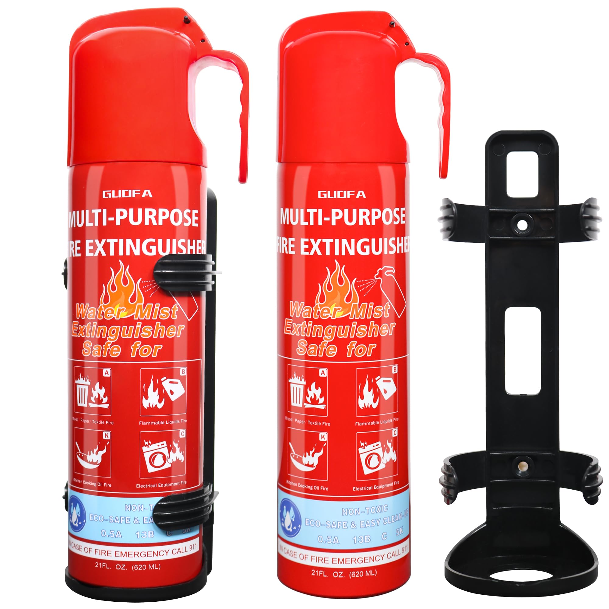 Fire Extinguisher for Home, 2 Pack Vehicle Fire Extinguishers with Mount, Water-Based Extinguisher for Car, Boat, House, Kitchen, Suitable for A, B, C, K Fire Types