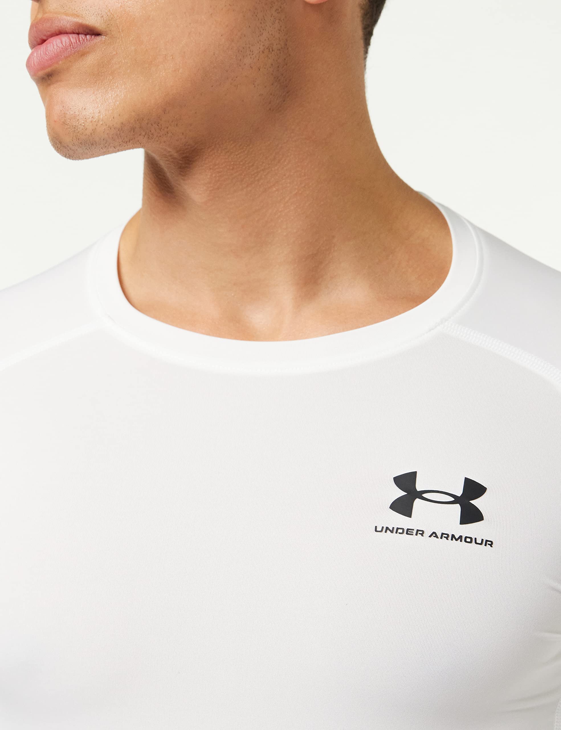 Under Armour Men's Armour HeatGear Compression Long-Sleeve T-Shirt , White (100)/Black, X-Large