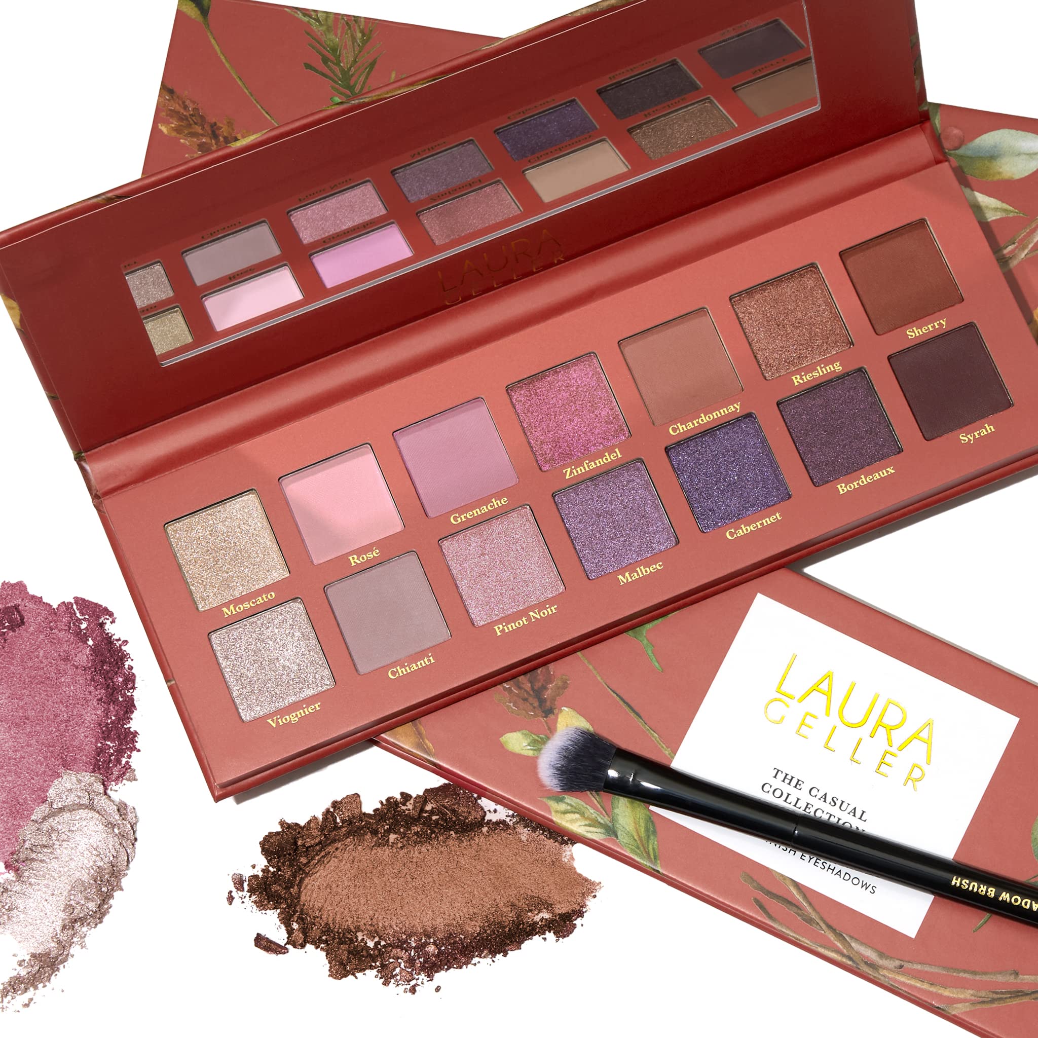 LAURA GELLER NEW YORK The Casual Collection Berry & Blossom 14 Multi-Finish Eyeshadows | 14 Pigmented Eyeshadows Blendable Natural Look