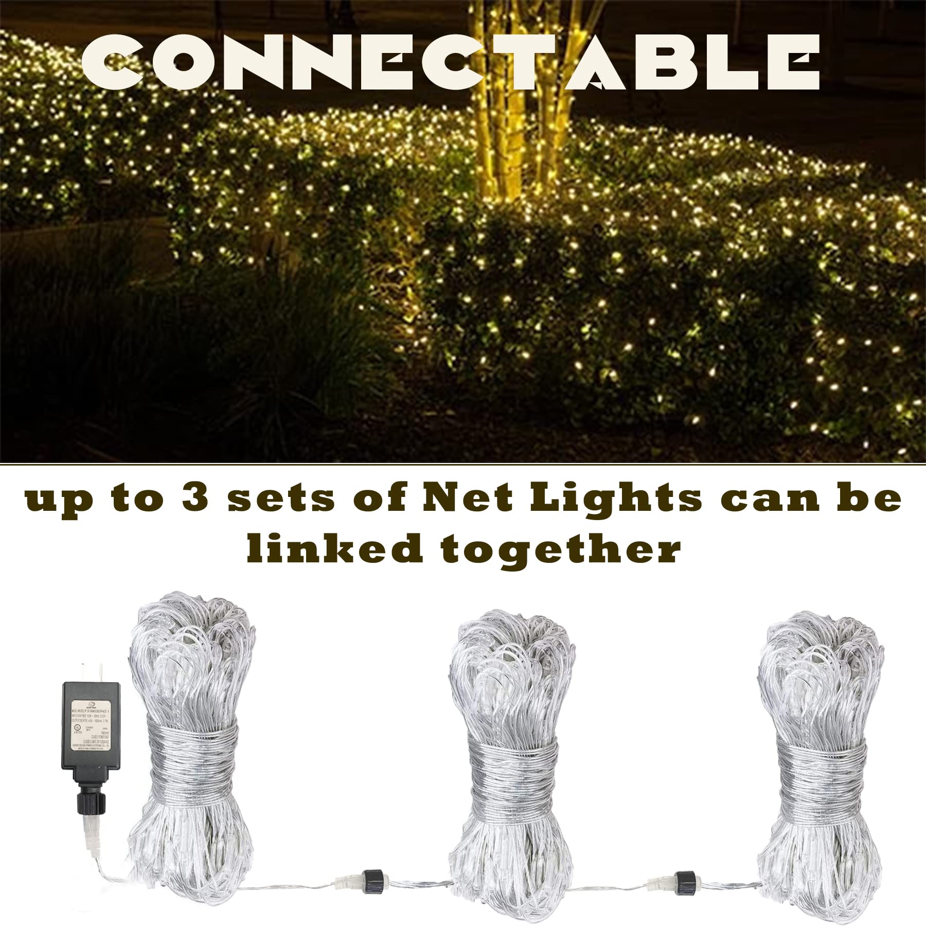 Eueasy Net Lights Outdoor, 270 LED Gazebo Net Lights, 10×10 FT Connectable Fairy Lights with 8 Lighting Modes, LED Net Lights for Bushes, Garden, Backyard, Holiday, Christmas