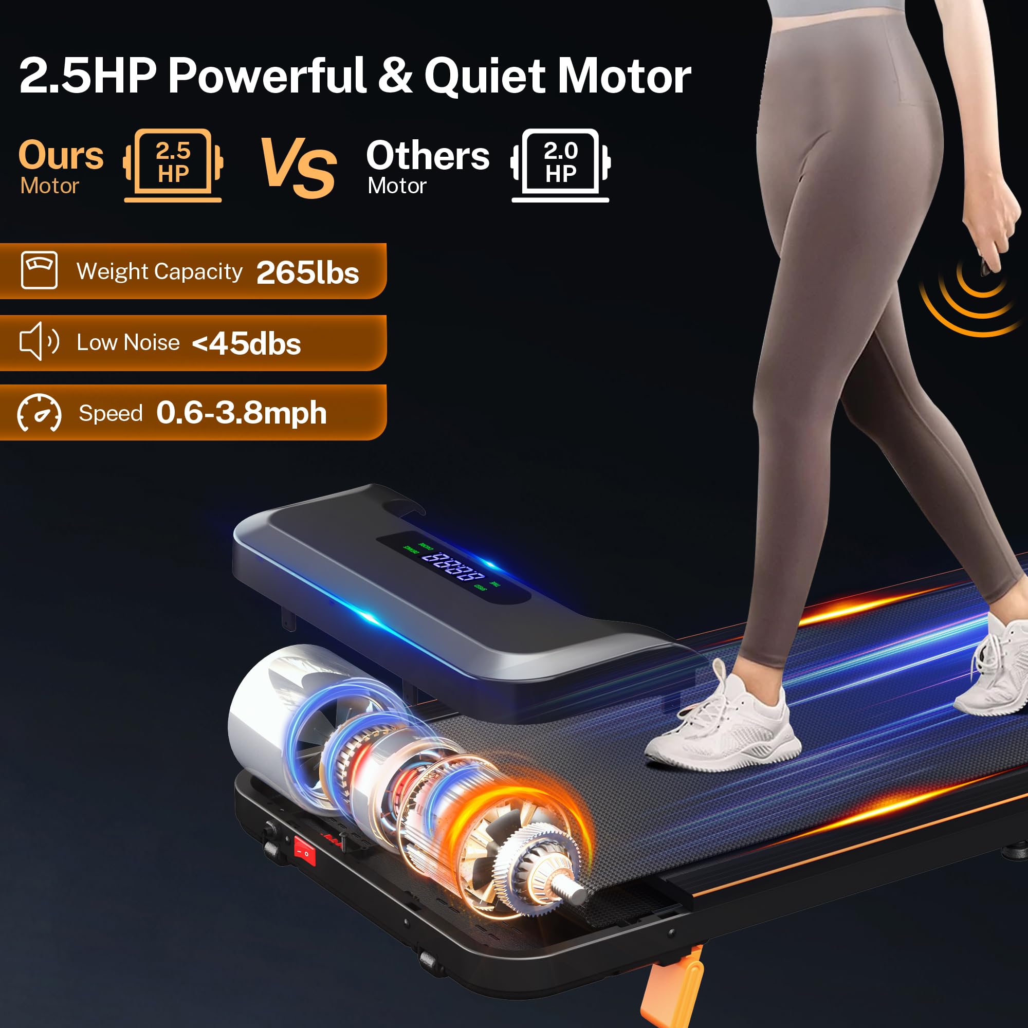Walking Pad with Incline, Under Desk Portable Foldable Treadmill for Home Office, Walking Pad 4 in 1 for Walking Running, 2.5HP Compact Small Treadmill with Remote Control