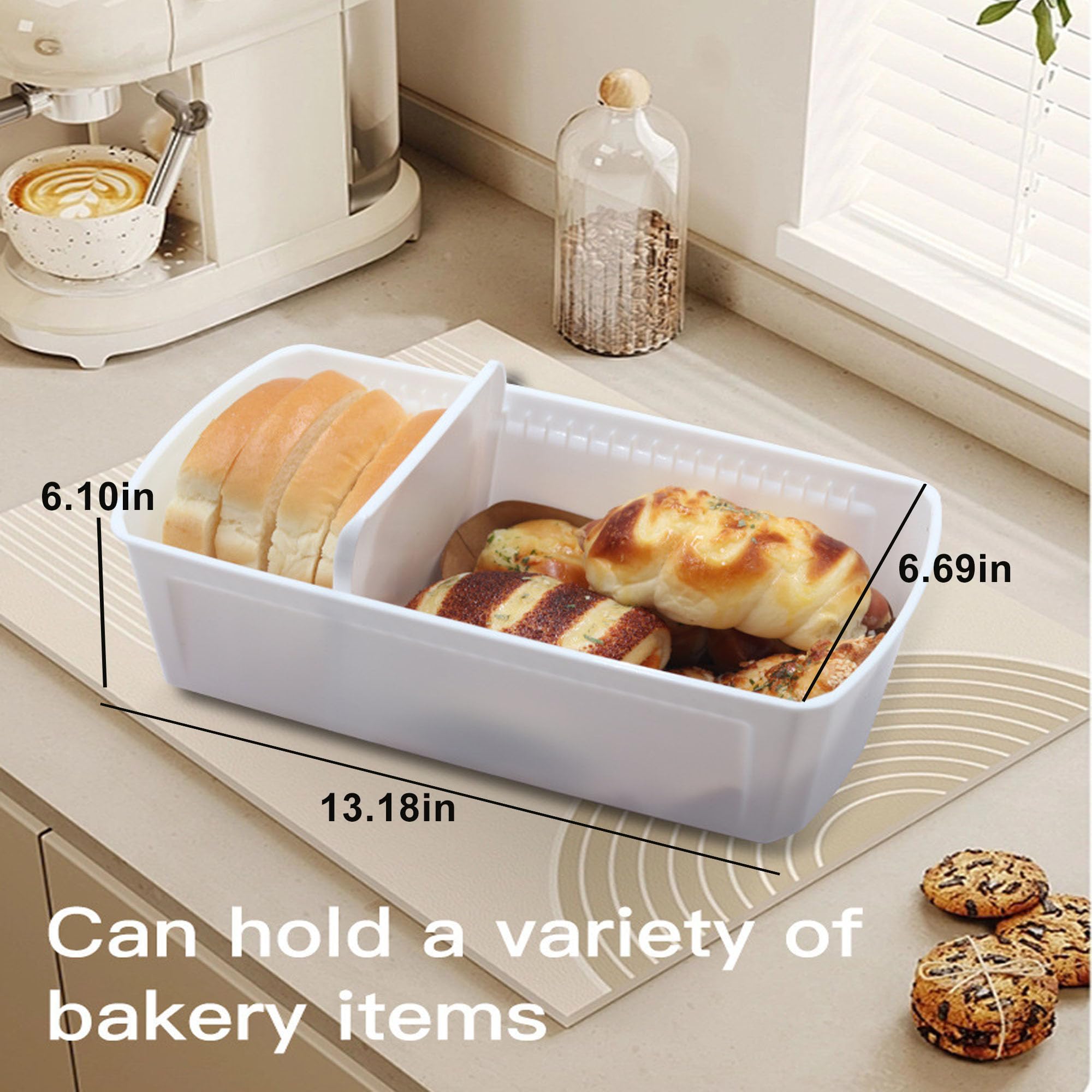 UGpine Bread Storage Box Large Capacity Bread Storage Container With Airtight Lid Household Dustproof Breathable Toast Pastry Sandwich Bagel Crisper with Holes