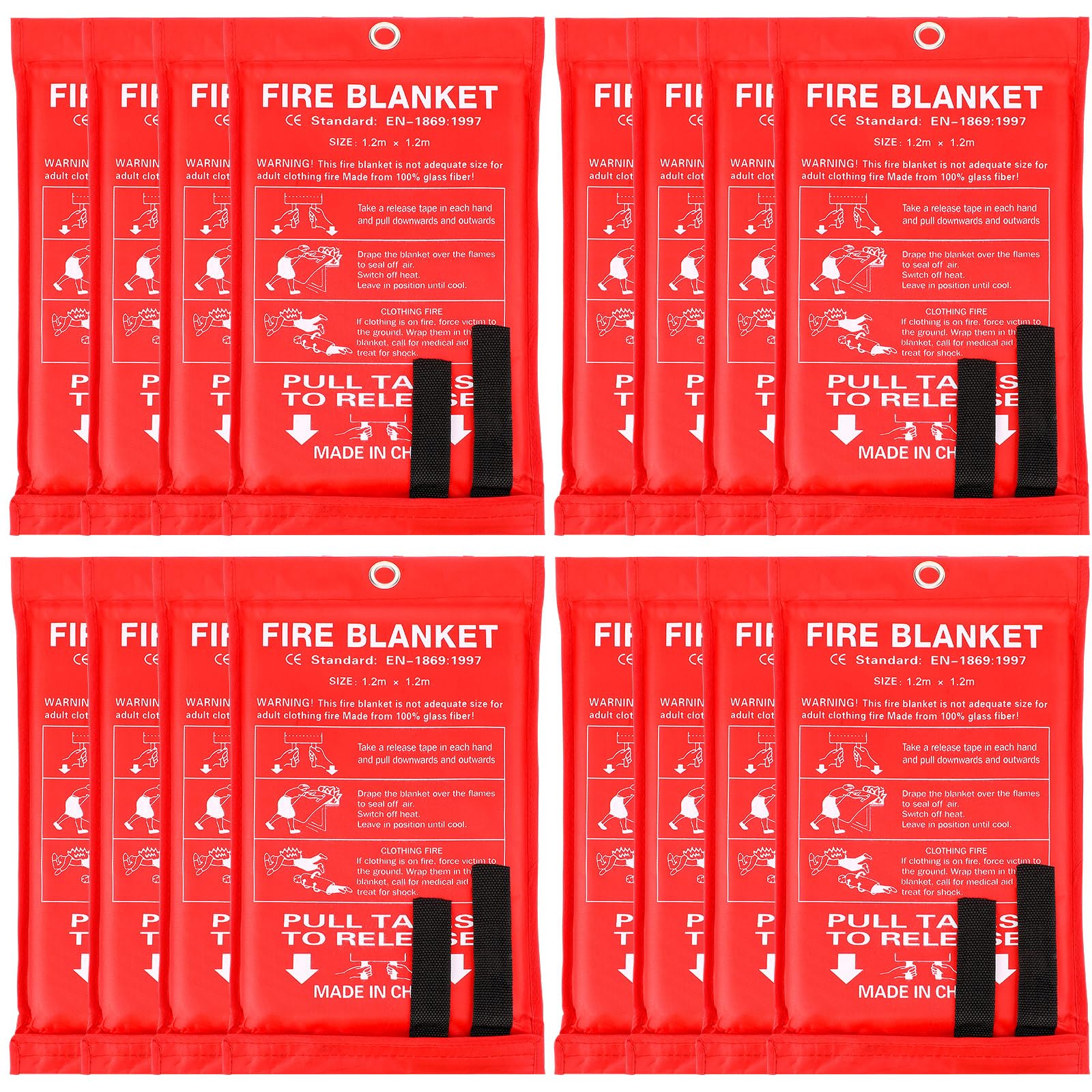 Jerify 16 Pack Fire Blanket for Home Emergency Fire Blanket 47 x 47 Inch Kitchen Fire Suppression Blanket Fiberglass Fire Blanket Flame Retardant Protection and Heat Insulation (Red)