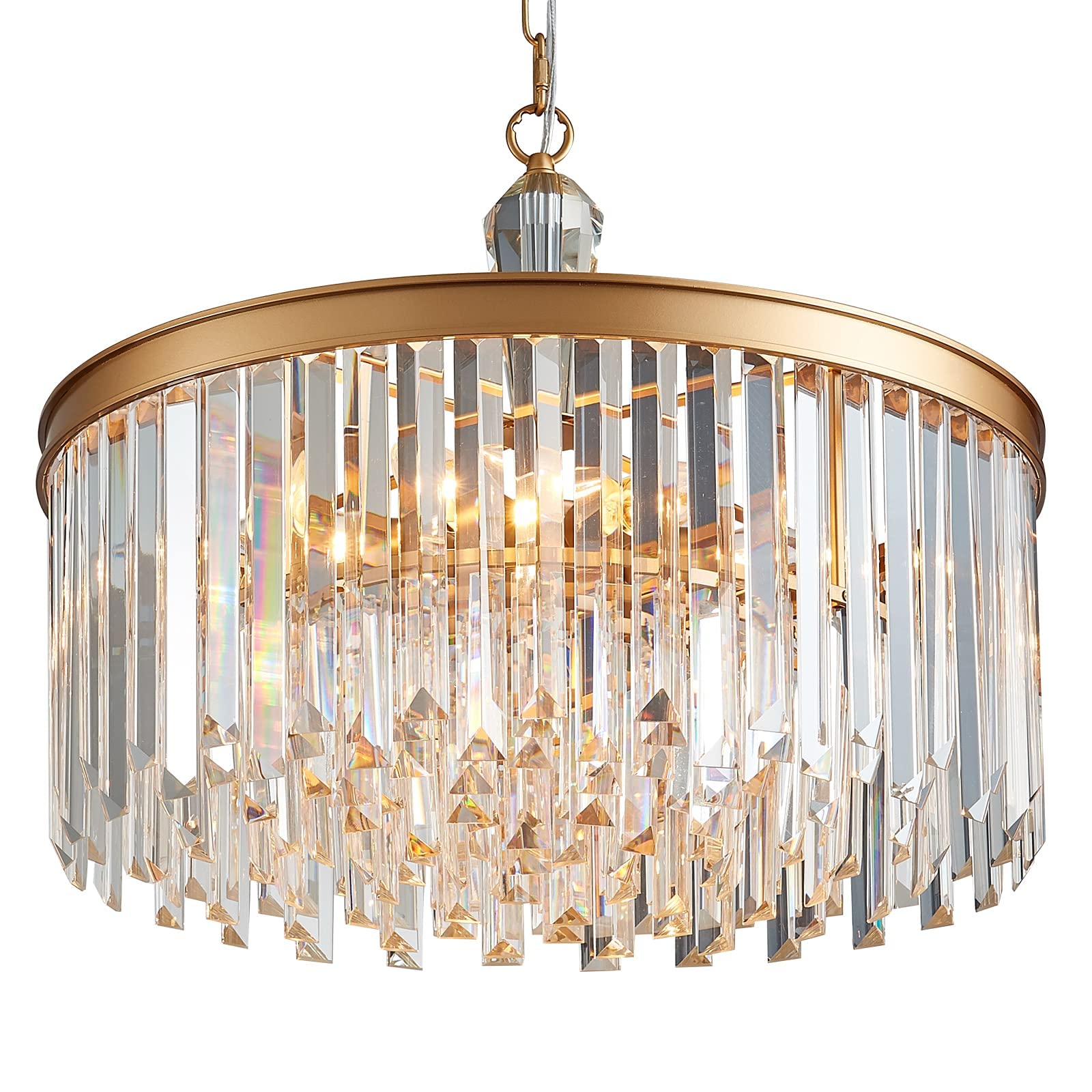 MEIXISUE Gold Modern Round Crystal Chandelier Luxuly 6 Light Contemporary Chandeliers for Kitchen Living Room Dining Room Entryway UL Listed