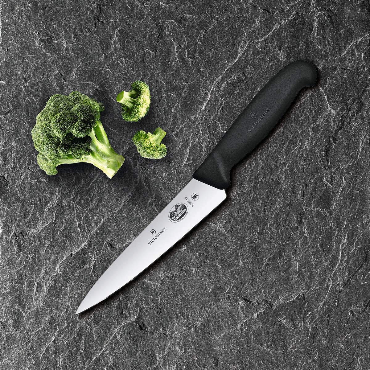 Victorinox Swiss Army 5.2003.15-X8 Fibrox Straight Chef's Knife Black 6 in