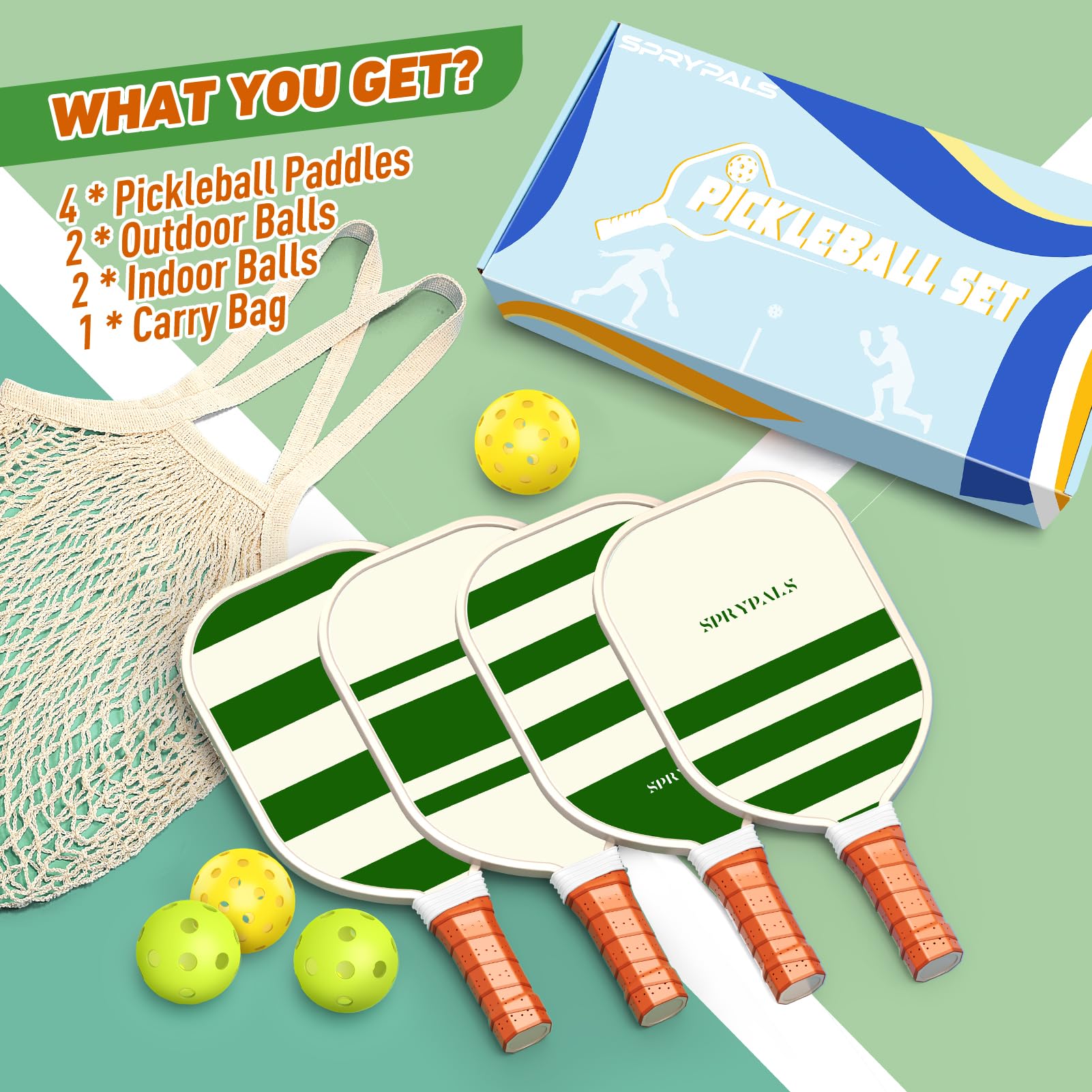 Pickleball Paddles,USAPA Approved Pickleball Paddles Set Premium Pickleball Paddle, 4 Pickleball Balls & 1 Carry Bag Gifts for Women Men Beginners & Pros Players