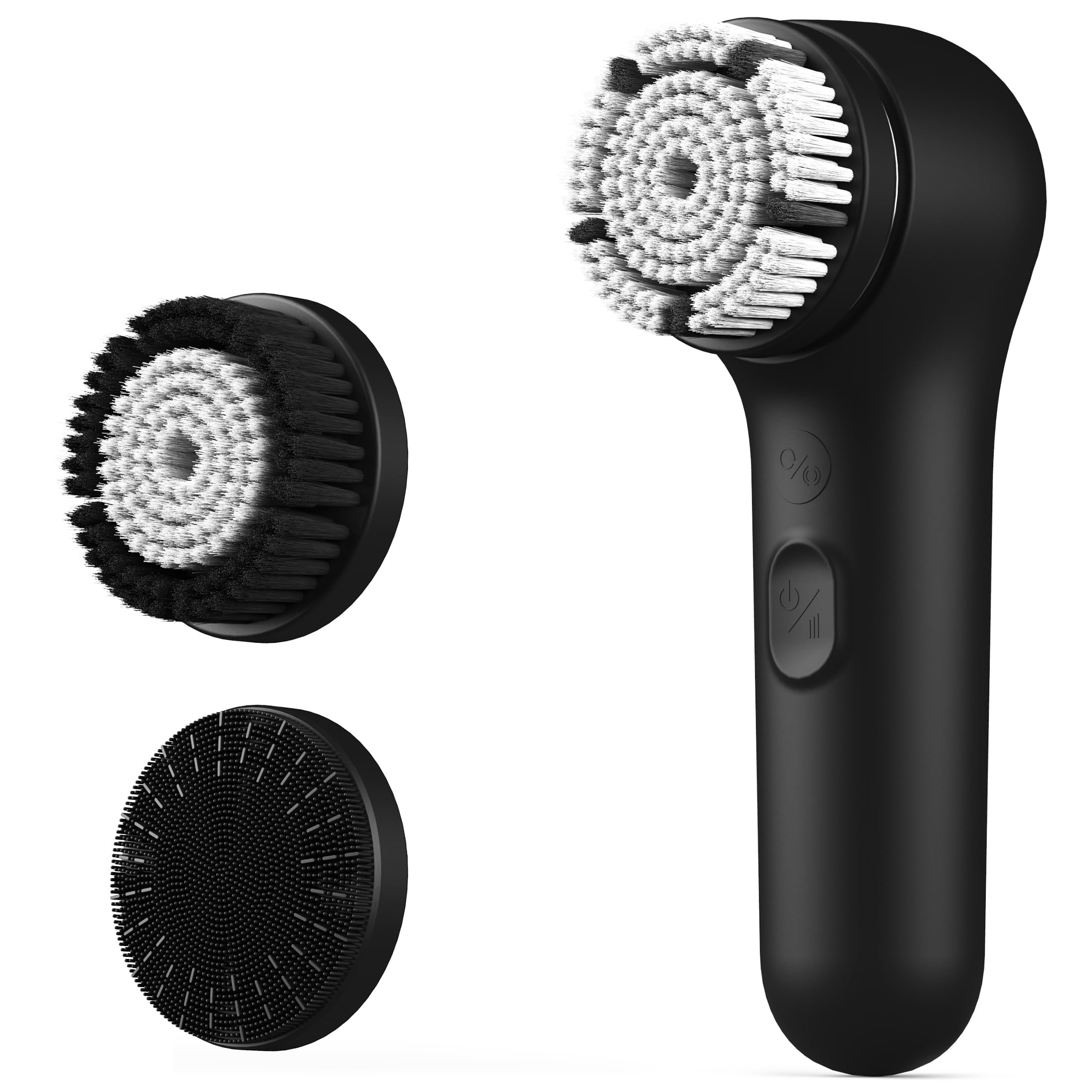 Face Scrubber, NågraCoola 3.0 Facial Cleansing Brush, Waterproof & Rechargeable Face Scrub Brush for Men&Women, Electric Facial Exfoliator with 3 Brushes, 3 Intensities, 2 Action Modes - Black