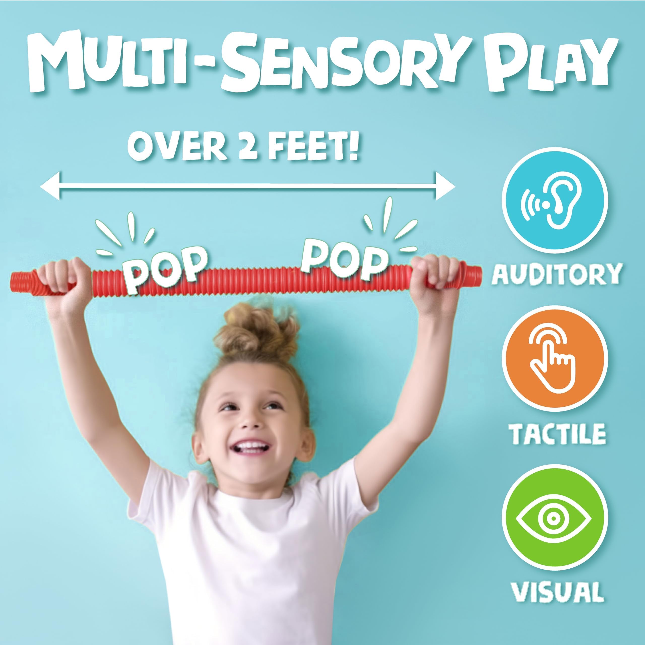 BUNMO Stretch & Write Easter Basket Essentials: 3 pck Cute Gel Pens w/Soft Grip & 6 Refills - Pop Tubes Sensory Toys 4 Pack Large - Easter Basket Stuffers - Non-Mouthable Toy 3+ - Gift for Teens