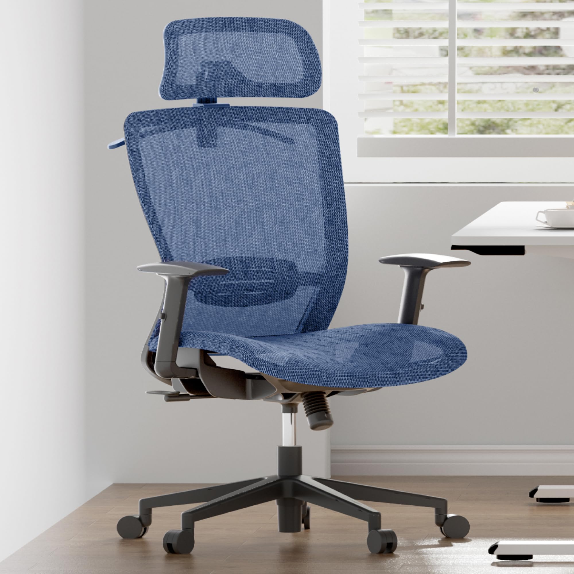 FLEXISPOT Ergonomic Office Chair Height Adjustable Computer Chair Home Office Desk Chairs with Wheels Adjustable Headrest Armrests Blue