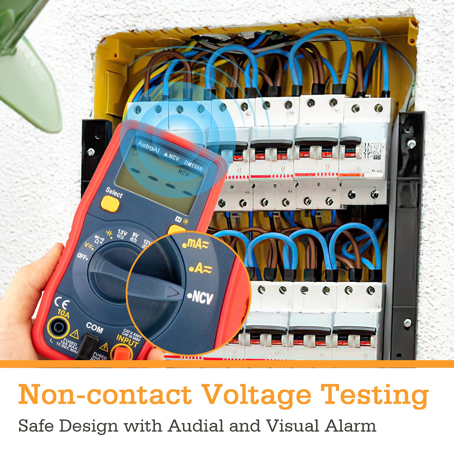 AstroAI Digital Multimeter, Voltmeter 1.5v/9v/12v Battery Voltage Tester Auto-Ranging/Ohmmeter/DMM with Non-Contact Voltage Function, Accurately Measures Voltage Current Amp Resistance Capacitance