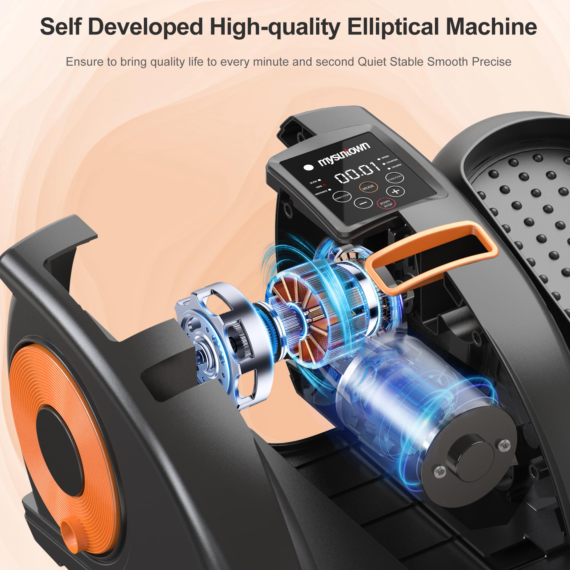 Mysuntown Under Desk Elliptical for Home, Leg Exerciser While Sitting for Seniors Fully Assembled, Ellipse Leg Exerciser with 12 Adjustable Speeds & Remote Control & Pedals Straps
