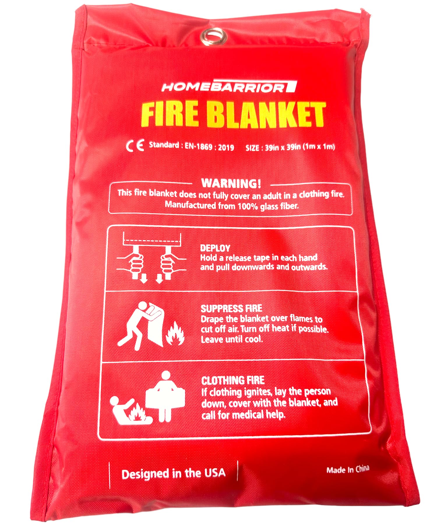 HOMEBARRIOR Emergency Fire Blanket for Fire Suppression, 39x39 inches Flame Retardant Fabric Fireproof Blanket, Survival Gear for Home Safety, Outdoor Camping (4 Pack)