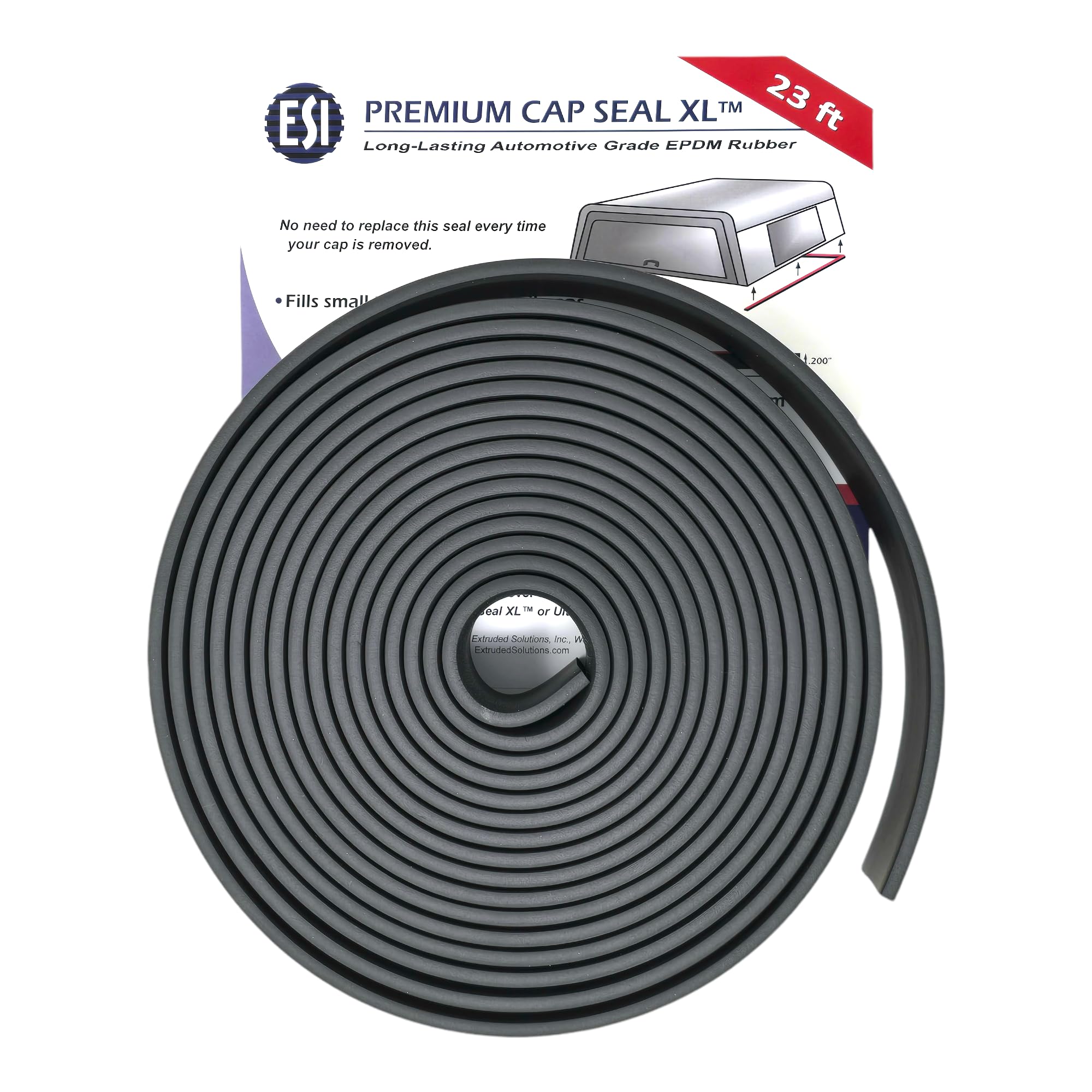 ESI Premium Cap Seal XL 23 FT (2" Width x .200" Height x 23' Length) EPDM Rubber for Caps 200 lbs or Less