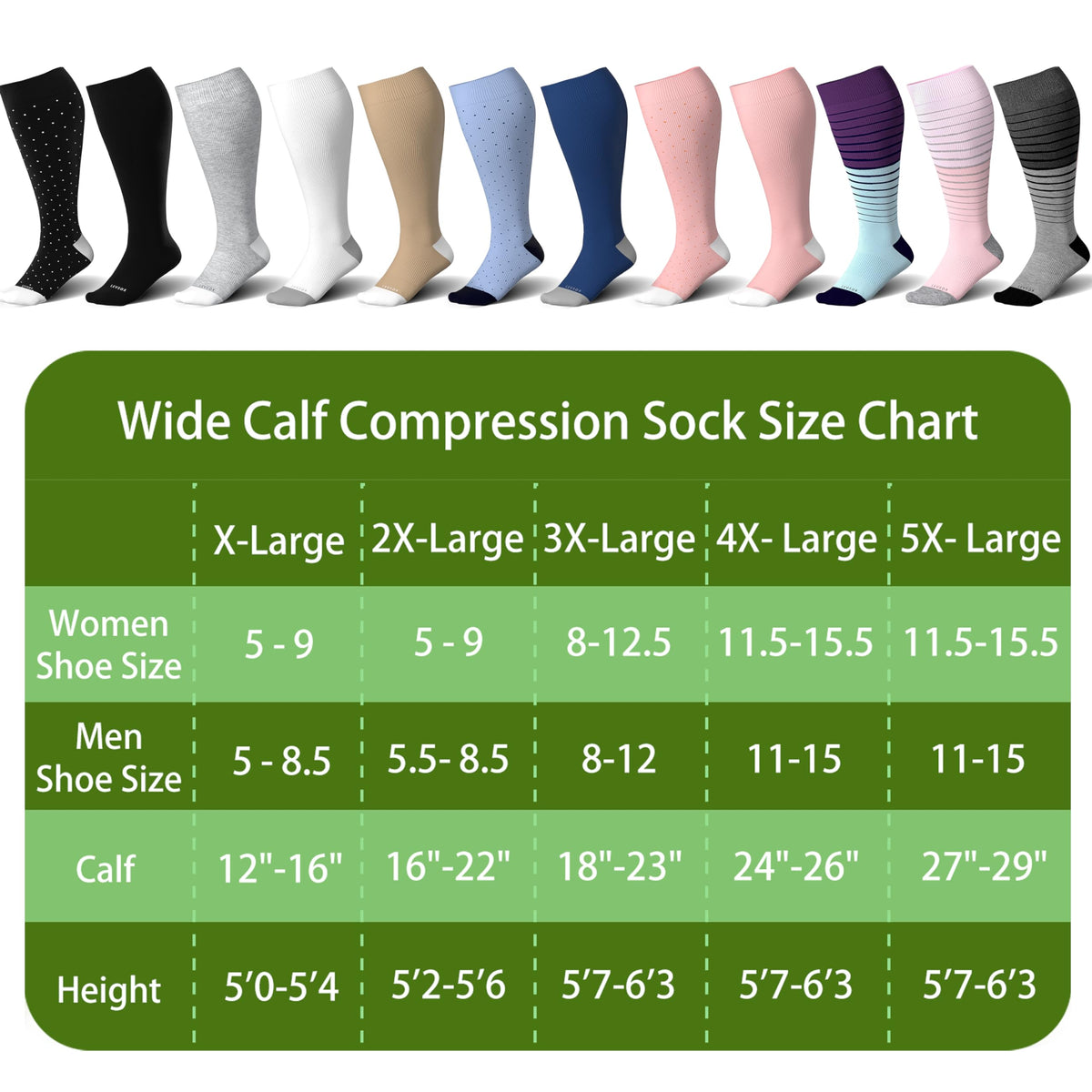 LEVSOX Wide Calf Compression Socks for Women Plus Size Pregnancy Cute Fun 15-20mmHg Knee High Extra Large Support Socks for Nurse, Medical, Travel, PolkaDots