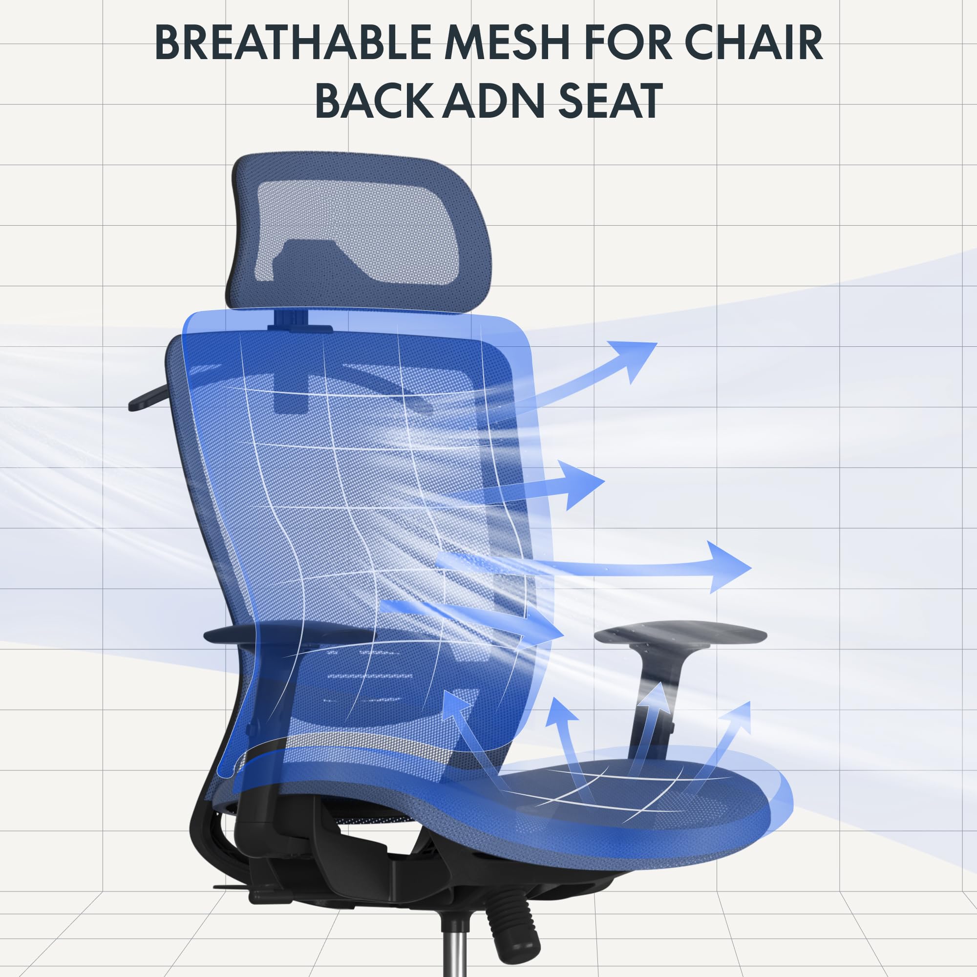 FLEXISPOT Ergonomic Office Chair Height Adjustable Computer Chair Home Office Desk Chairs with Wheels Adjustable Headrest Armrests Blue