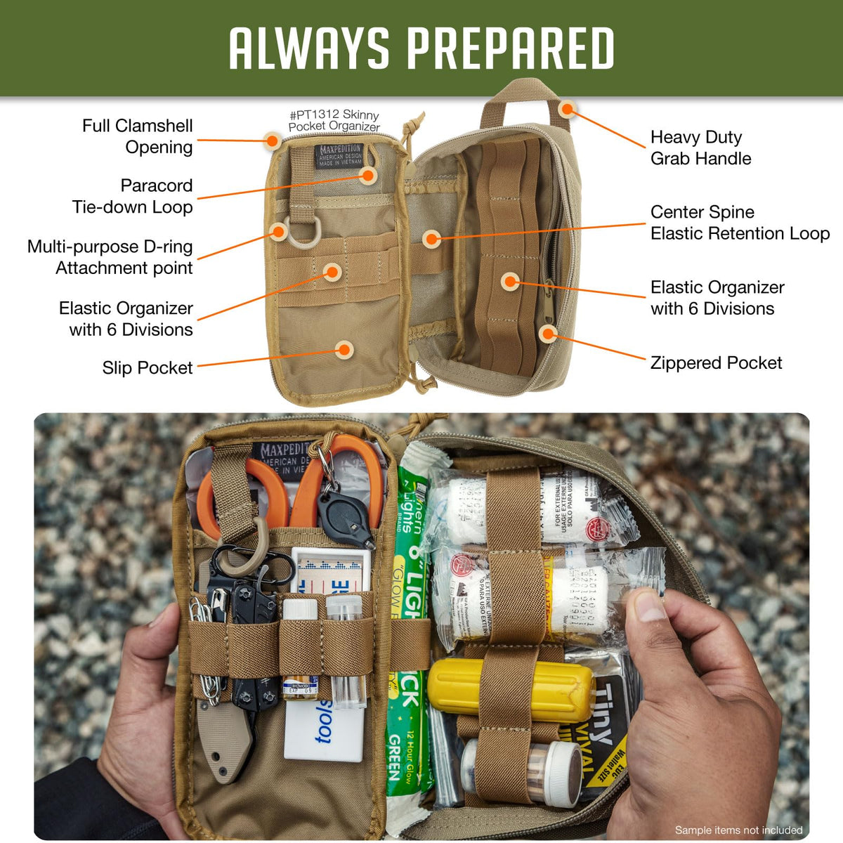 Maxpedition Skinny Pocket Organizer, Khaki