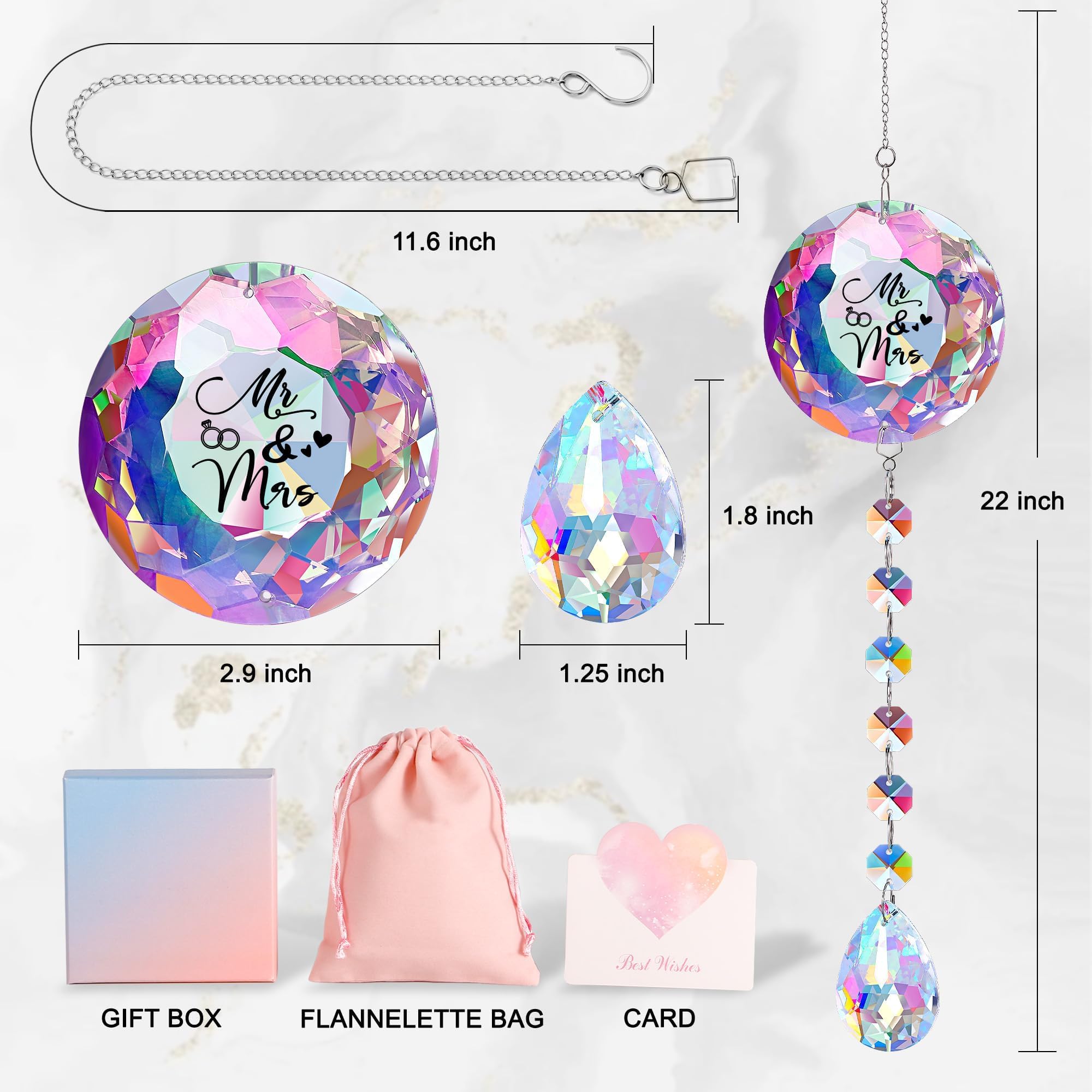 Christmas Anniversary Wedding Gifts for Women Couple Wife Girlfriend, Bridal Shower Gifts, Suncatcher for Home Office Bedroom Living Room, Sun Catcher, Mr and Mrs Christmas Birthday Gifts (Mr&Mrs)