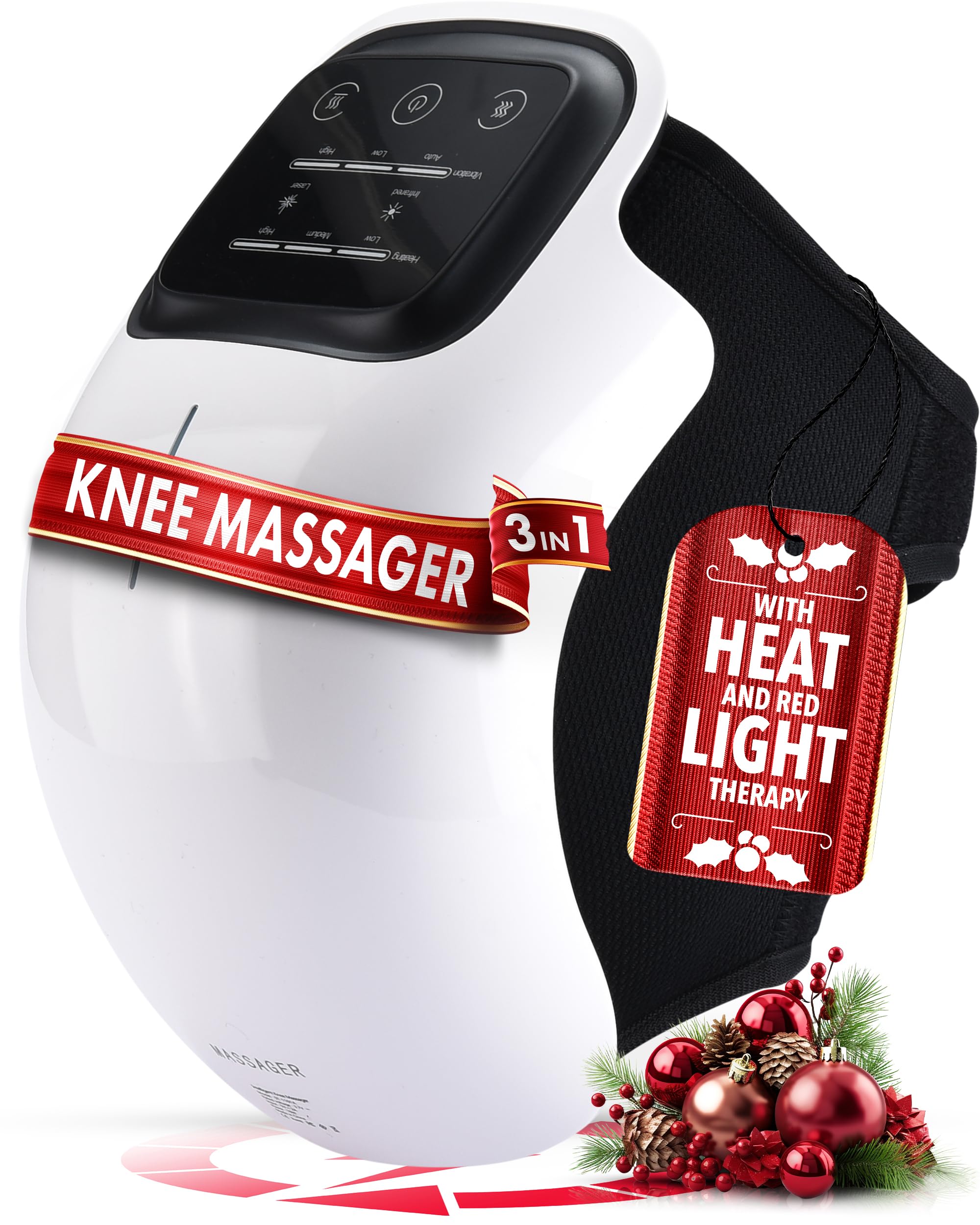 FORTHiQ Knee Massager Smart with Heat, Red Light and Massage Therapy, 3-in-1 Cordless, 2024 Updated Edition, FSA or HSA Eligible, Gifts for Grandma & Grandpa