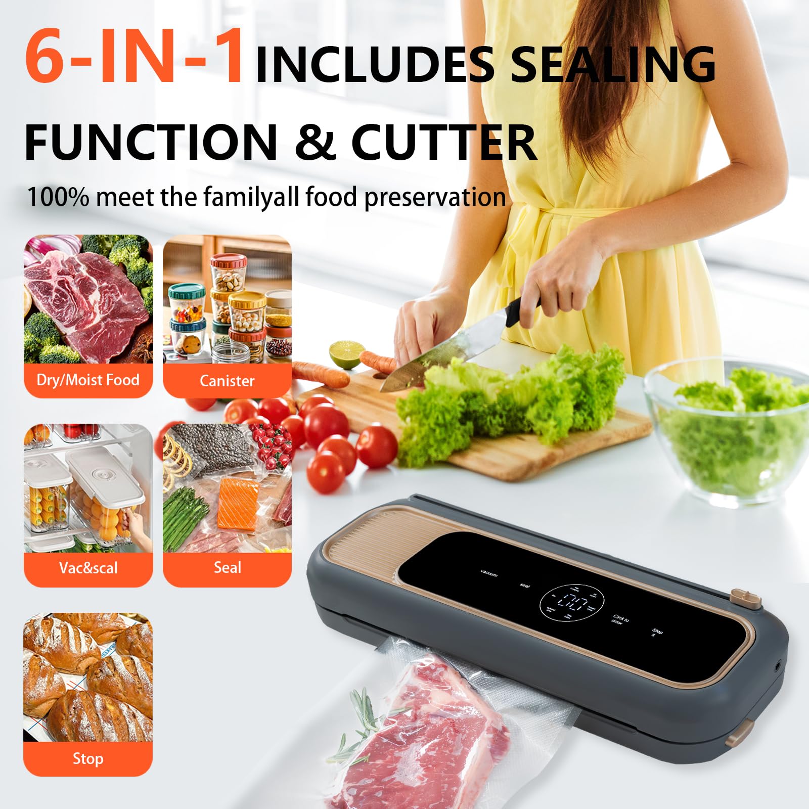 Hydroserenity Vacuum Sealer Machine, Precision Compact mini vacuum sealer 65 Kpa Powerful Suction, Automatic Operation, Ideal for Easy & Efficient Food Preservation and Storage With 10 Bags (Black)