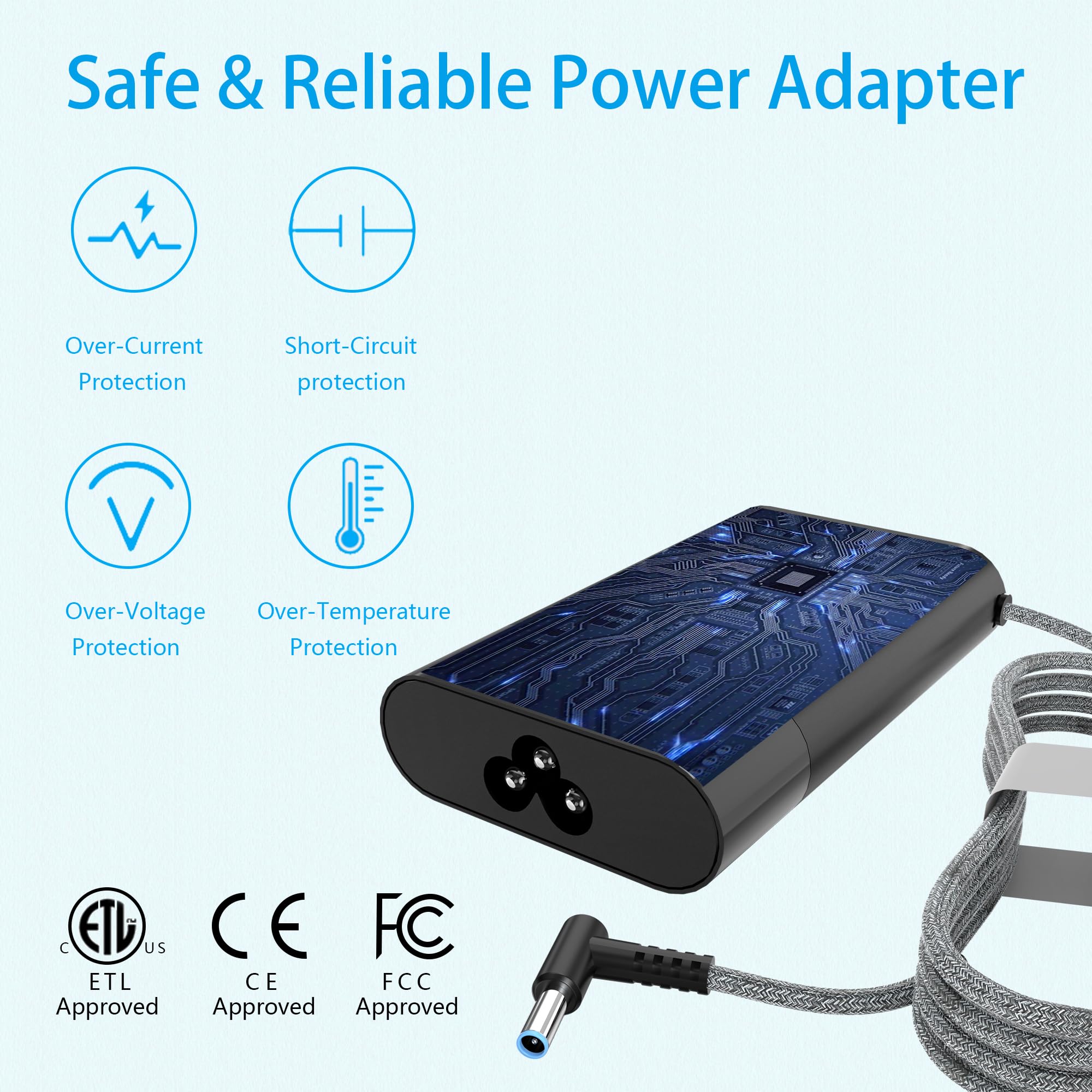 AYKLCZUU Slim 65W Laptop charger for HP envy x360,spectre x360 13-4193nr 15-ap001nx 15t-ap000,ProBook X360 11 450 650 640 G1 G2 G3 G4 G5 G6 G7,EliteBook Pavilion Stream X360 Blue Tip Power Supply Cord