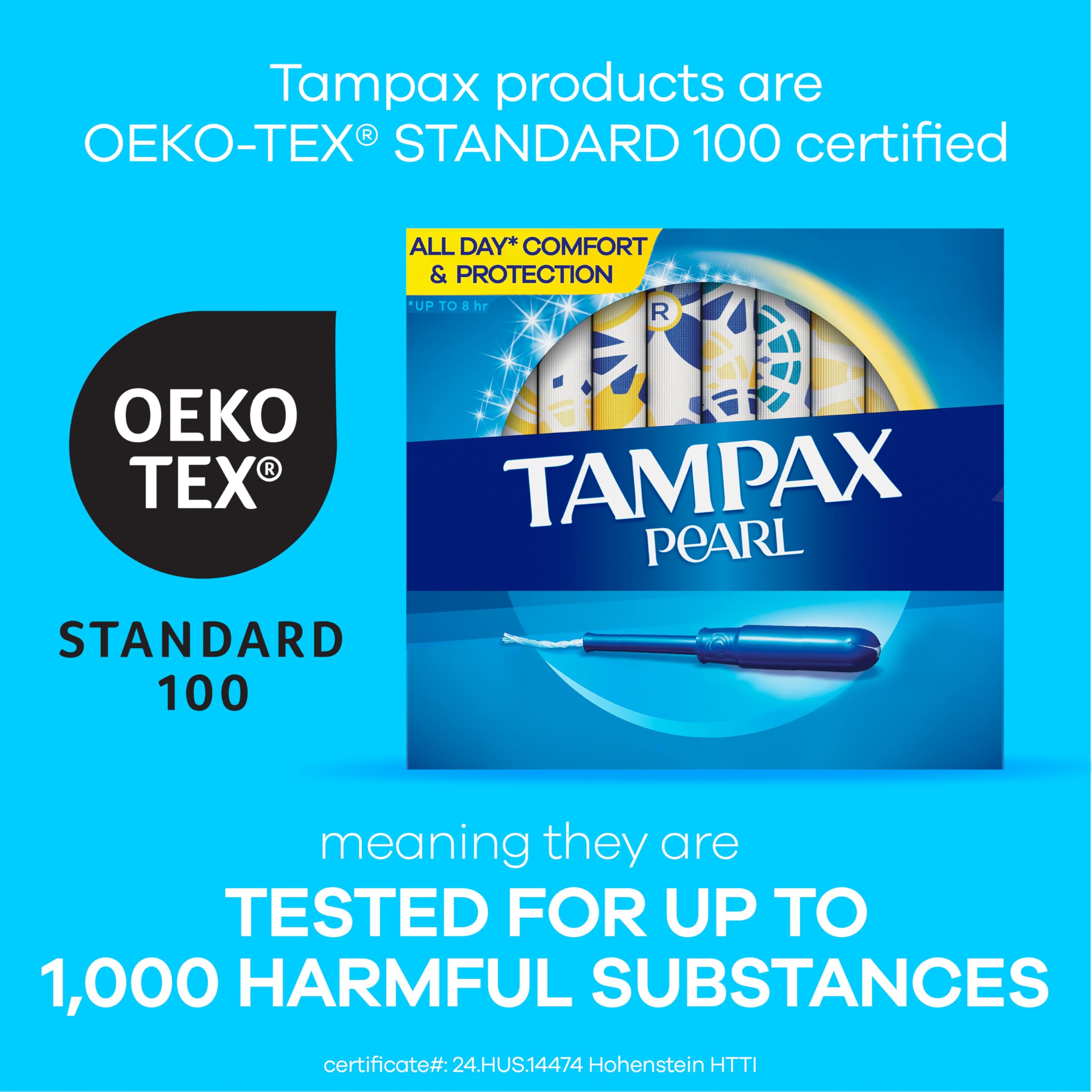 Tampax Pearl Tampons Super Absorbency,With Leakguard Braid, Unscented, 50 Count x 2 Packs (100 Count total)