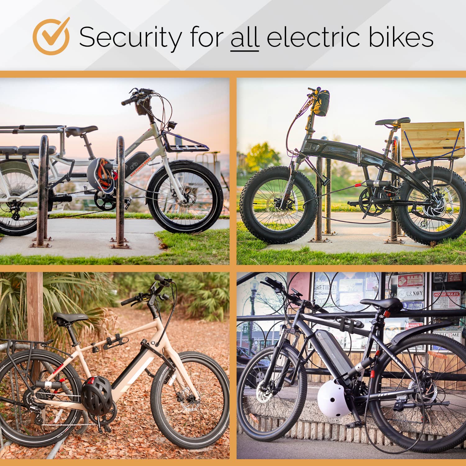 Via Velo 2 Electric Bike Bike Lock Set | Same Key System 4 Keyed Alike keys, Heavy-Duty Hard Steel | 33.5" Folding Lock | 11" Bicycle ULock | 6' Cable | for Electric Bike Fat Tire Scooter Folding Bike