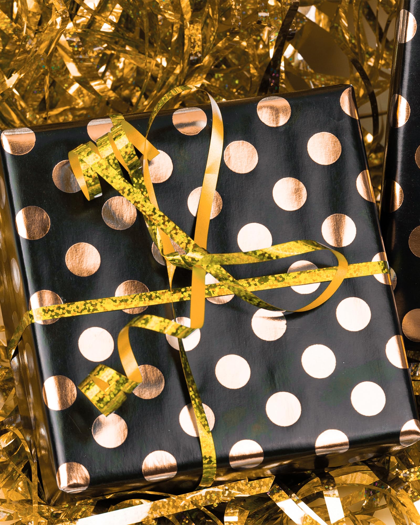 PartyWoo Gold Iridescent Crimped Ribbon - 600 Yards (6 Rolls, 100 Yards/Roll) for Balloons, Craft, Gift Wrapping, Wedding, Florist Flowers