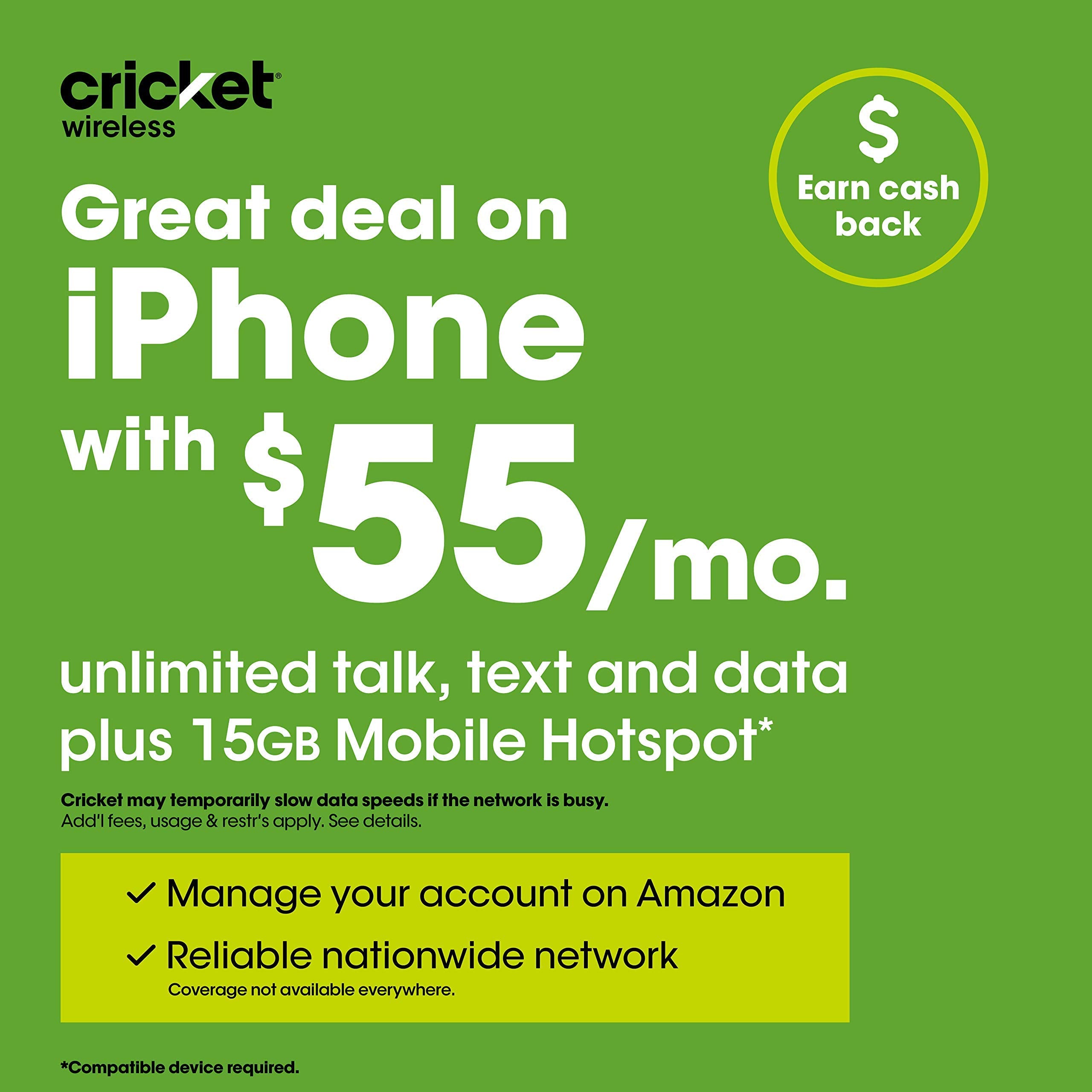 Apple iPhone 11 128GB, Black - Locked Cricket Wireless… (Renewed)