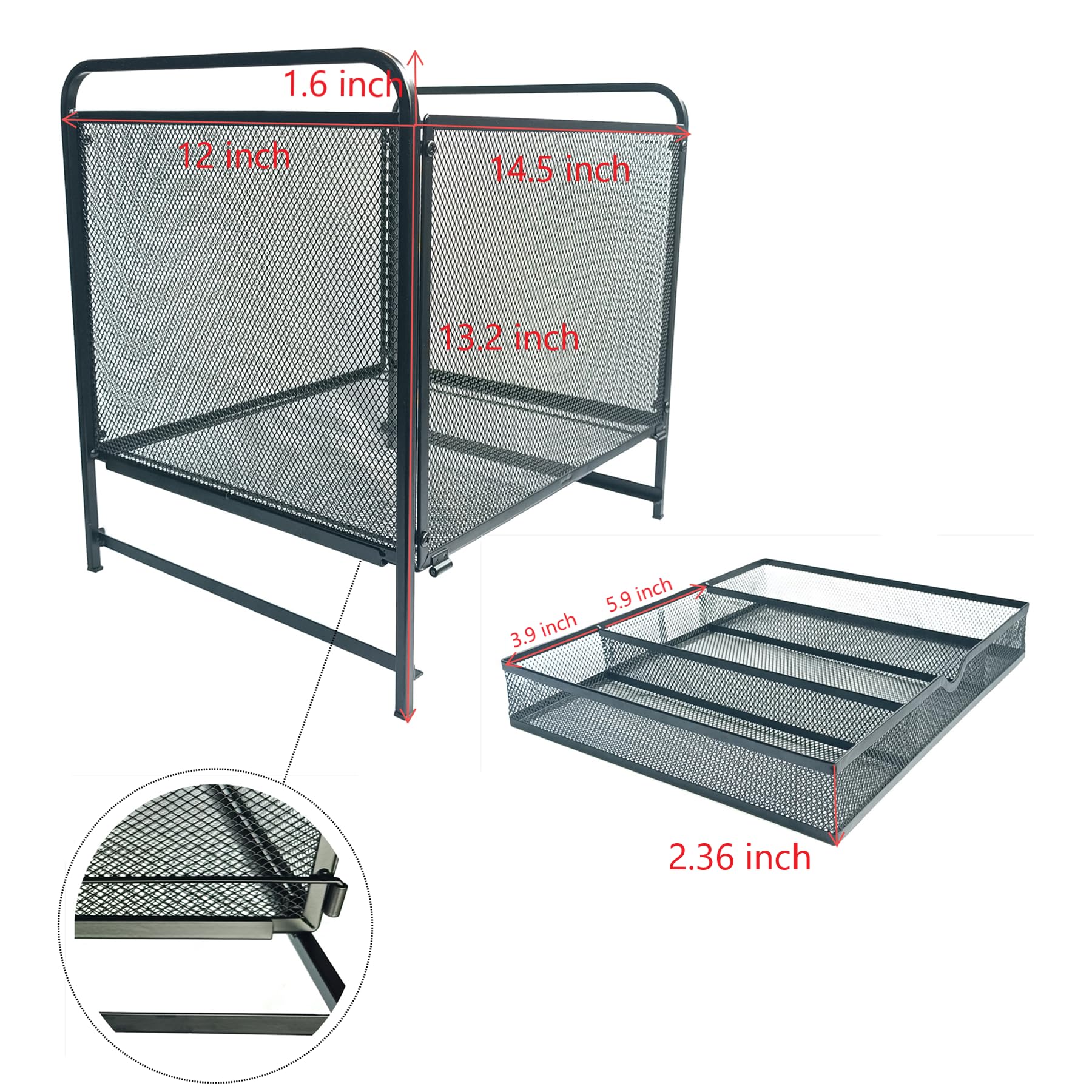 SETTFRFE Hanging File Folder Organizer with Drawer,File Holder for Desk,Mesh File Bins for Hanging Files,Letter Size,Black