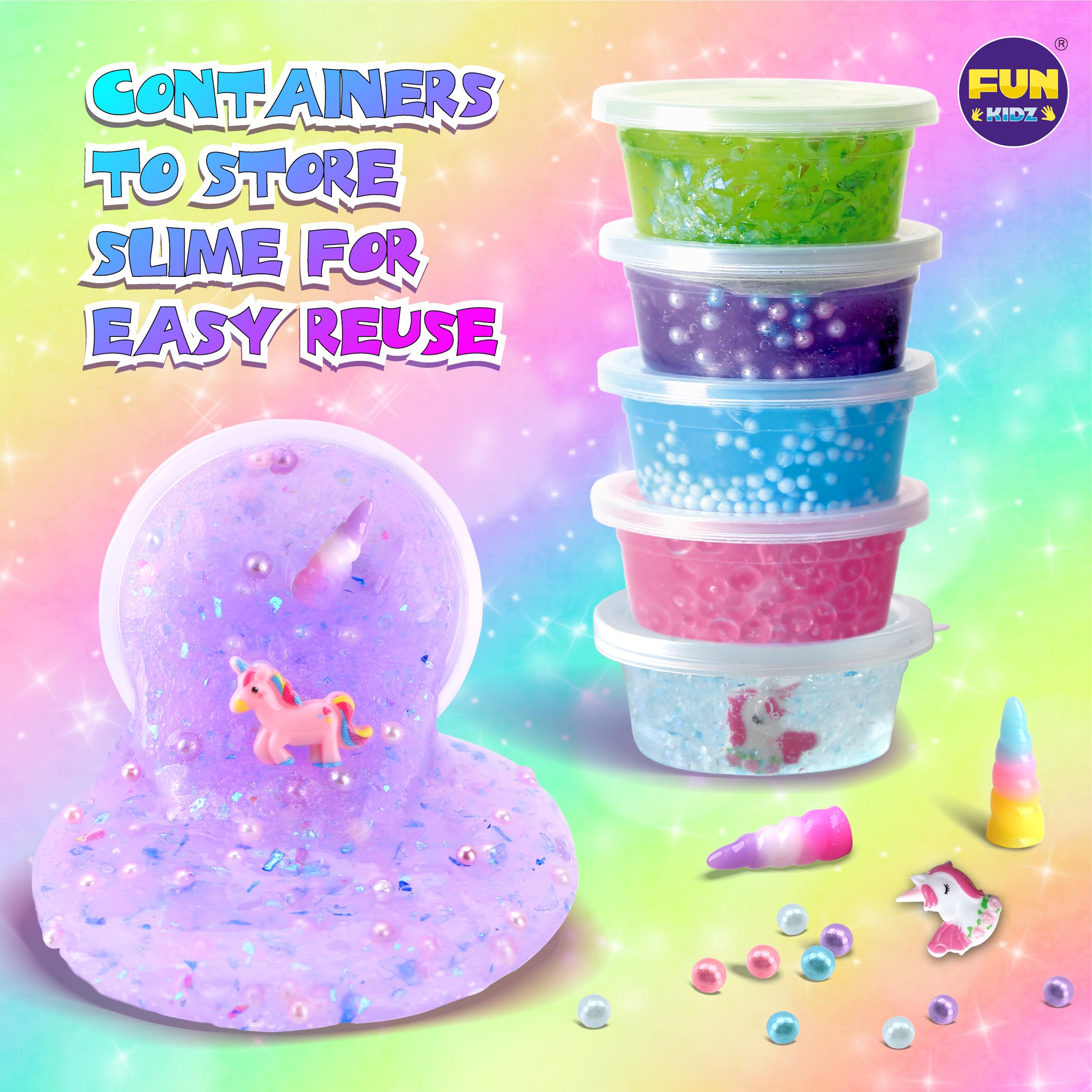 Fluffy Unicorn Slime Kit for Girls, FunKidz Cloud Slime Gift for Ages 6+ Kids Fun Slime Making Kit Awesome Craft Toy Birthday Present Ideas