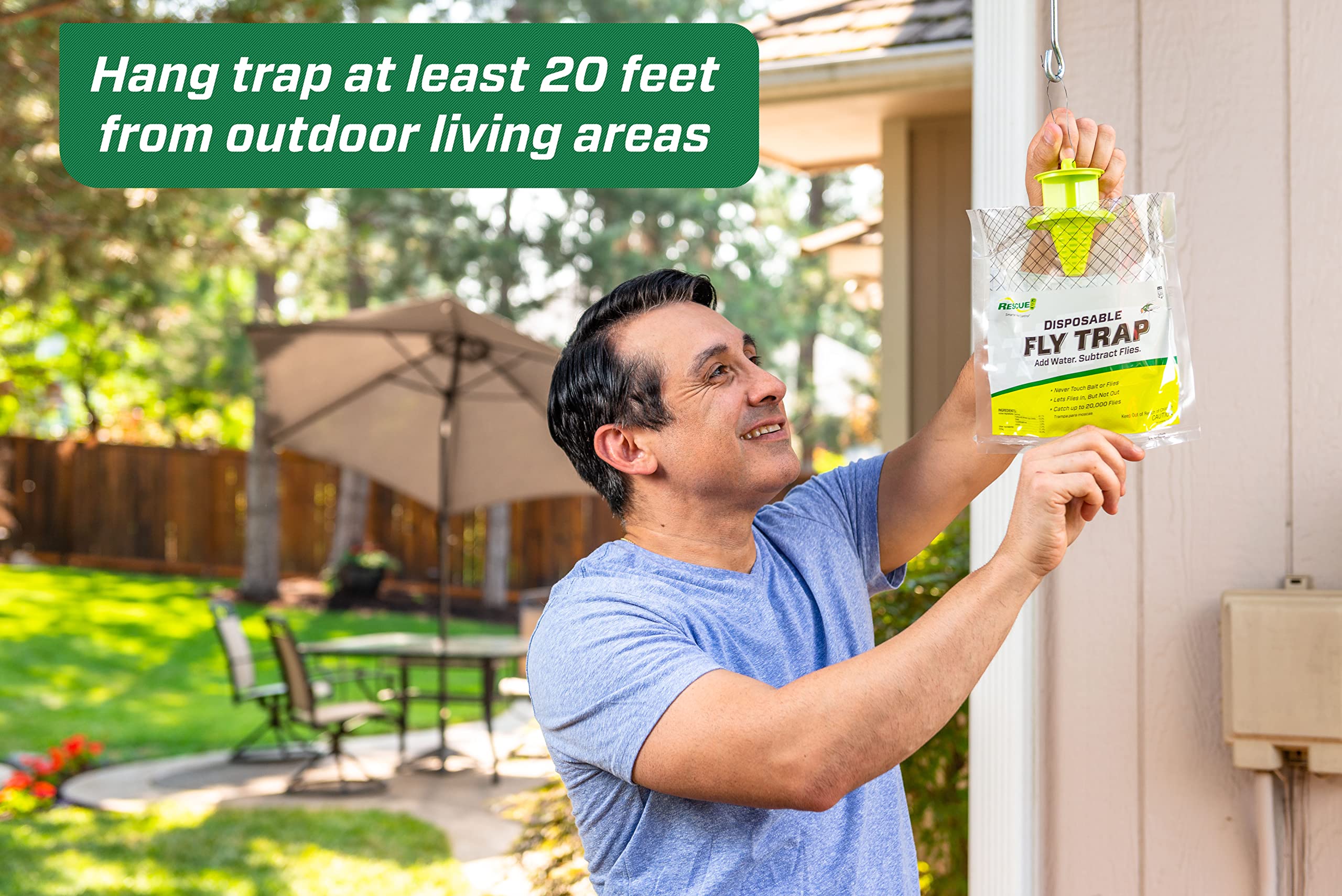 RESCUE! Outdoor Disposable Hanging Fly Trap - 8 Traps