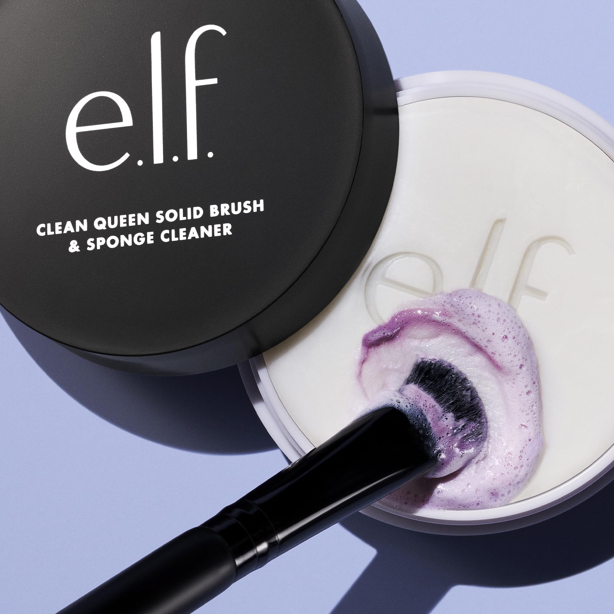 e.l.f. Clean Queen Solid Brush & Sponge Cleaner, Cleanses Face & Eye Makeup Brushes & Sponges, Nourishing, Non-Damaging Formula, Vegan & Cruelty-Free