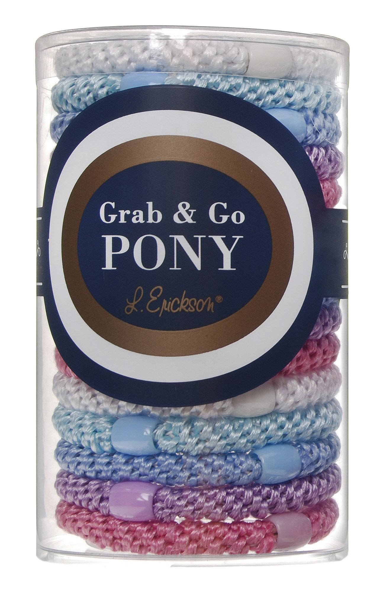 L. Erickson Grab & Go Pony Tube - Pastel - 15 Pack Ponytail Holder Hair Ties