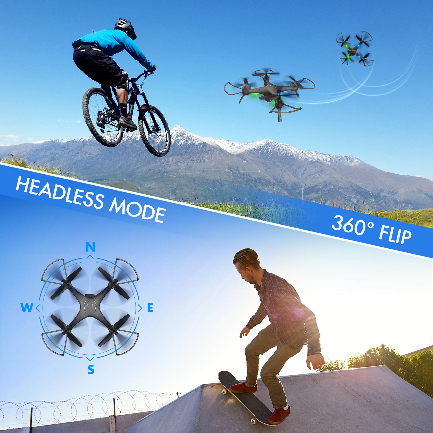 Drone with Camera 1080P HD, Toss to Launch RC Drone for Kids/Adults with Smart APP Trajectory Flight Altitude Hold One Key Take Off/Landing Headless 360°Flip Camera Drone 2 Batteries